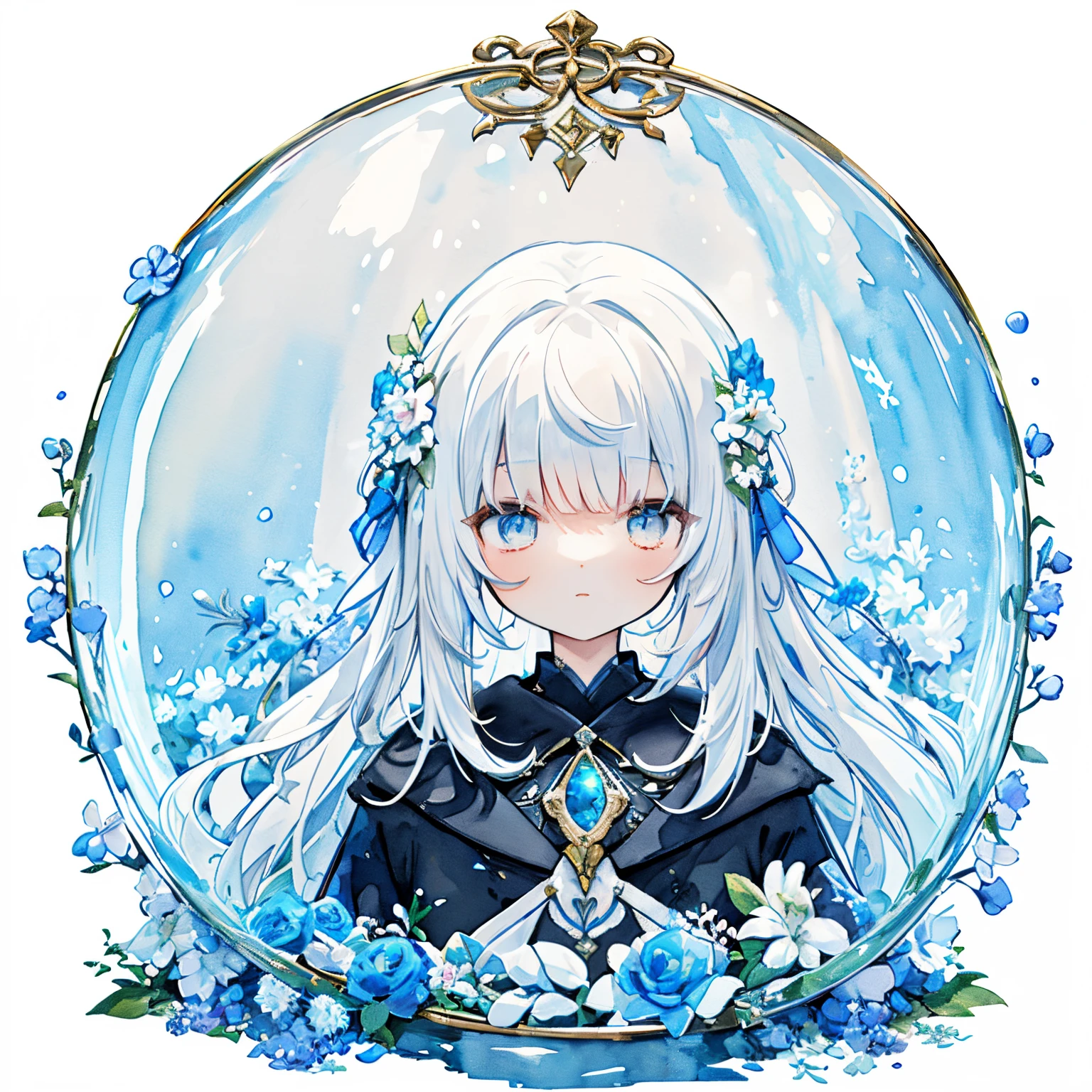 Transparent watercolor,girl with,Jewel Eyes,Beautiful arrangements and motifs、Originality、GAMECHARACTER DESIGN、depth of fields , Fantastic, Beauty、Transparency、GAMECHARACTER DESIGN、(One Boy:1.0)