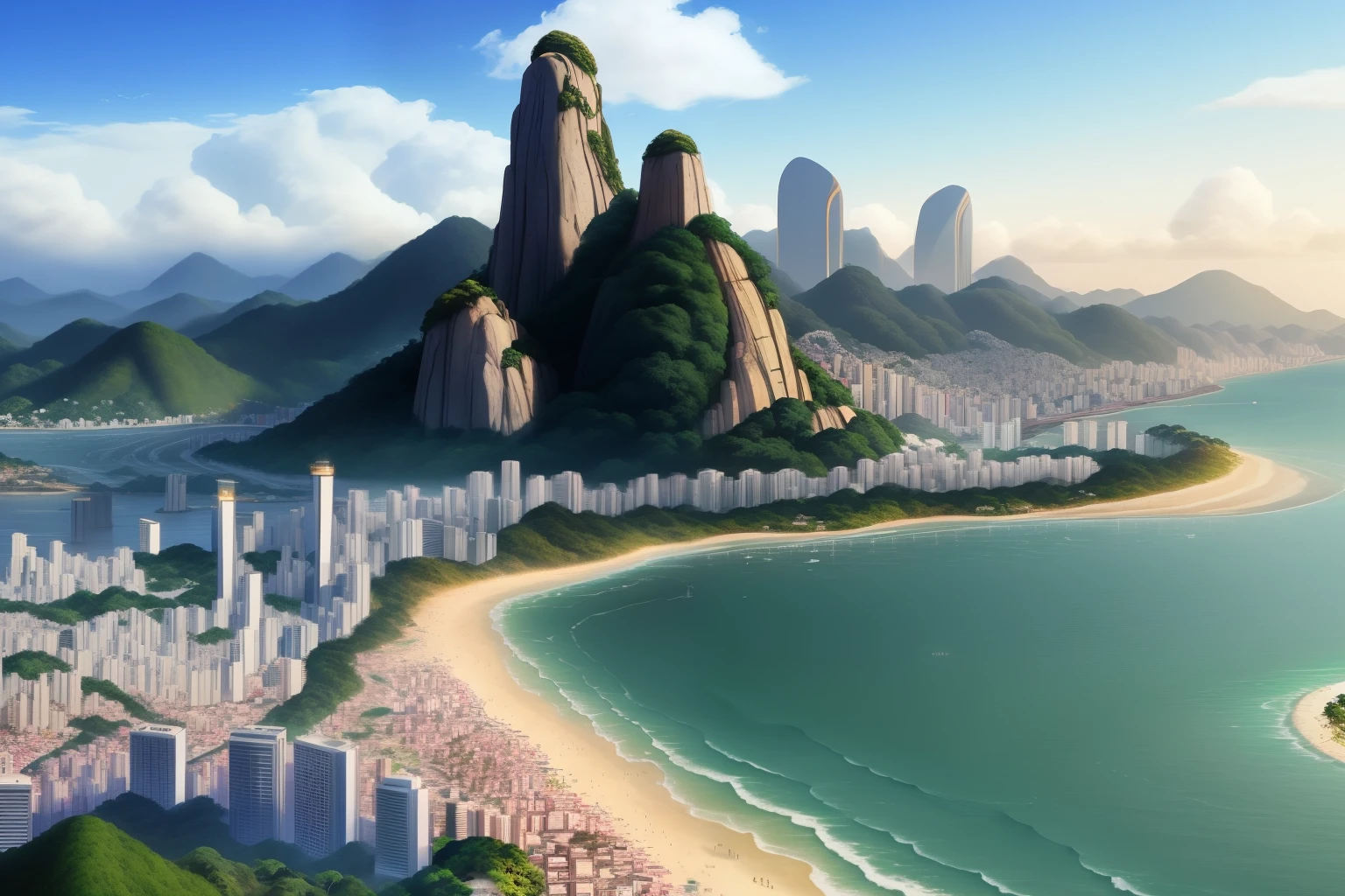 Criar arte digital com ambiente da cidade do rio de janeiro inspirada em rebrant