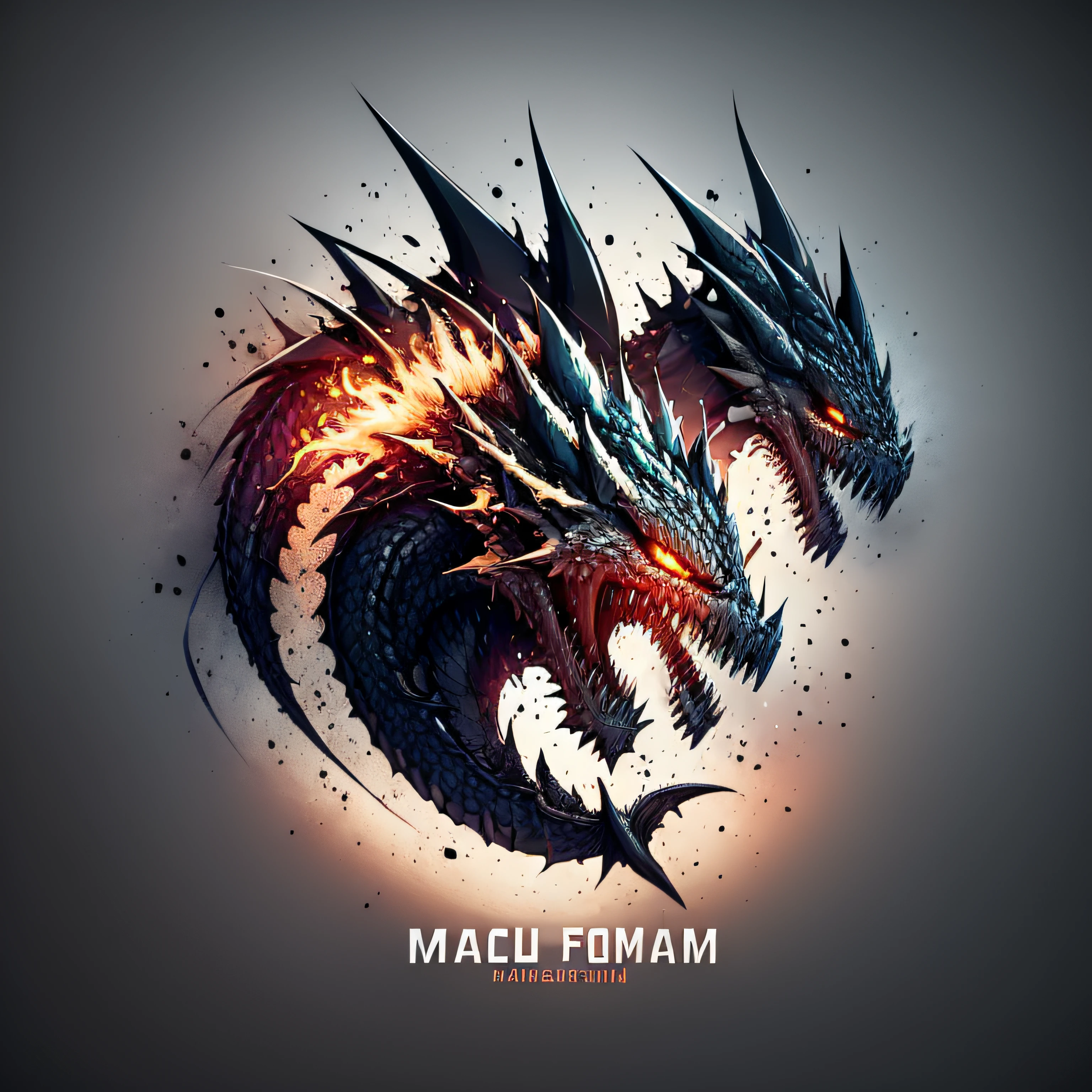(masterpiece:1.2), best quality, high resolution,logo, dragon fire,black background,simple background,