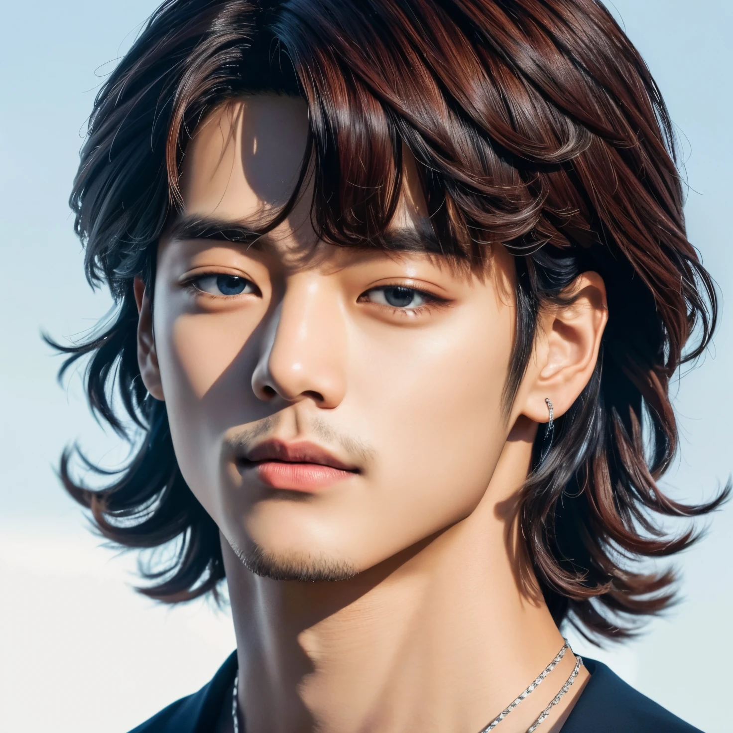 Gerar imagem do taehyung do bts, de cabelo loiro e curto, olhando para frente. Qualidade em 8k, ultrahd e realista. Taehyung from bts.