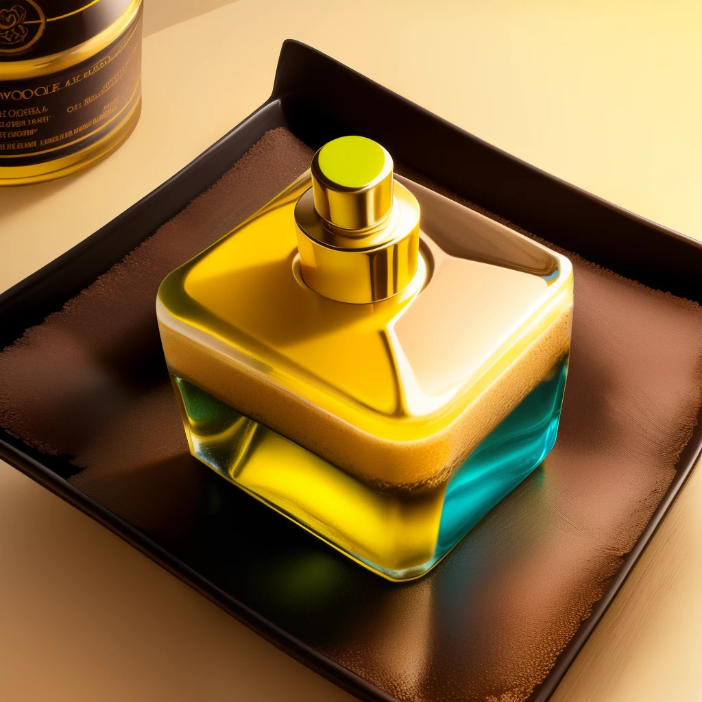 Perfume a base de oleo em cima de uma mesa na praia