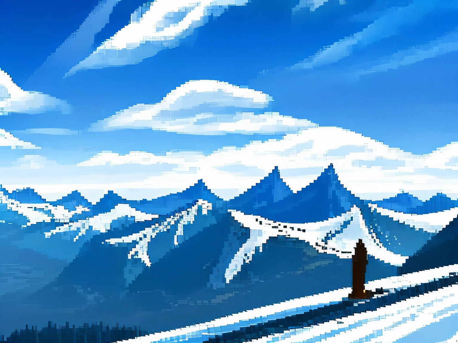 mountain sky 8-bit-landscape pixel art style pixel game