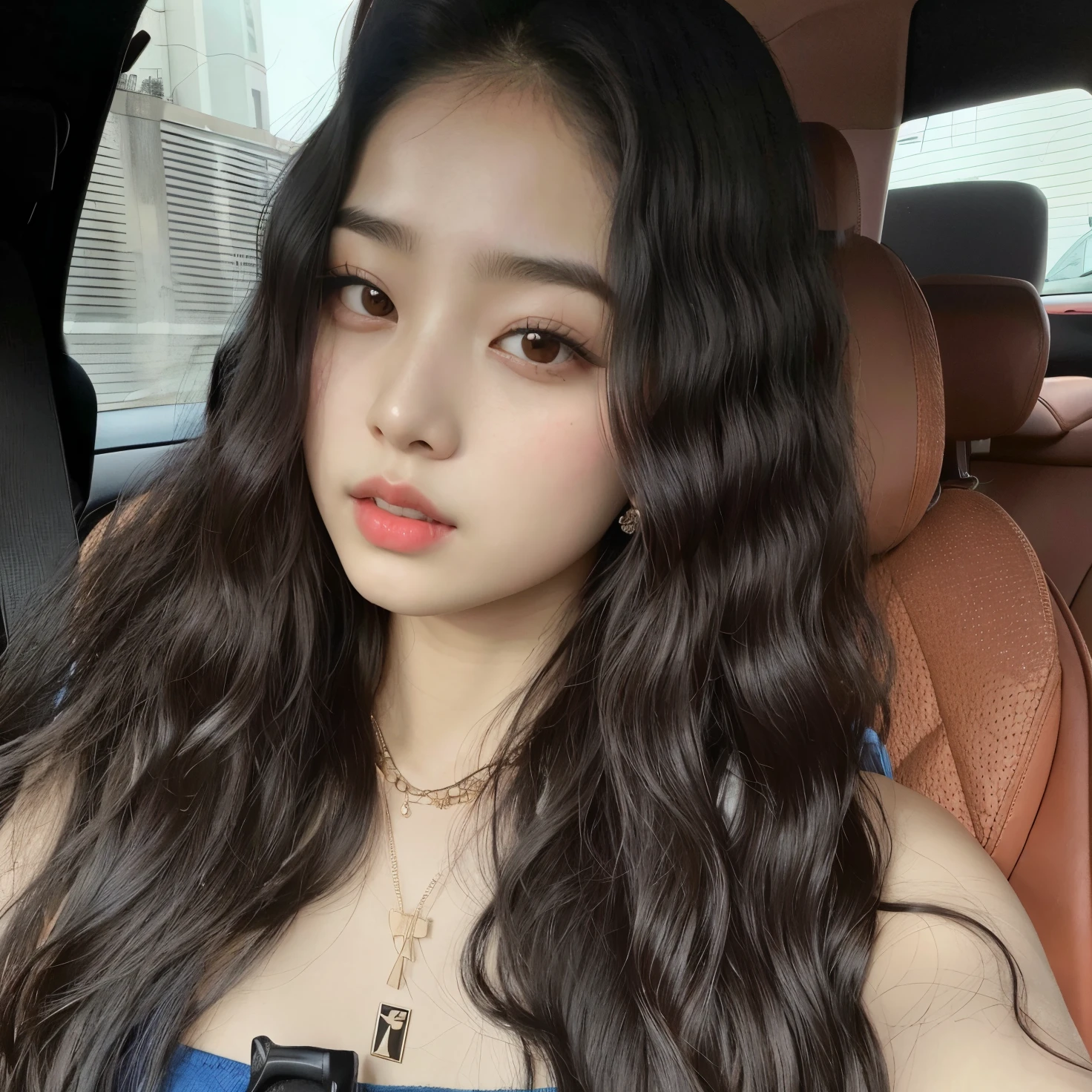 araffes with long hair sitting in a car with a window open, angelawhite, amouranth, kailee mandel, kaitlyn michelle siragusa, russian girlfriend, anna nikonova aka newmilky, 19-year-old girl, long curly brown hair, long messy curly hair, violet myers, gorgeous lady, 18 years old , blackpink jennie , blackpink Lisa , asian famale face , cute girl , Korean famale