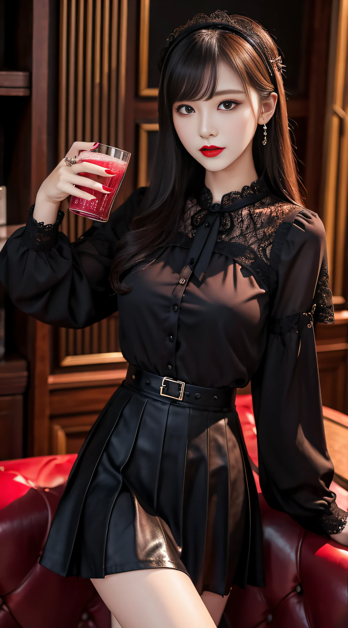 Charming beauties、校服、blouse、pleatedskirt、Evil Female Executive、Evil Fall、dark、brainwash、panthyhose、lacy fabric、Glossy legs、lipsticks、Evil look、Suspicious look、Hollow eyes、darkened room、Night、wicked、seductiv、Hold your head