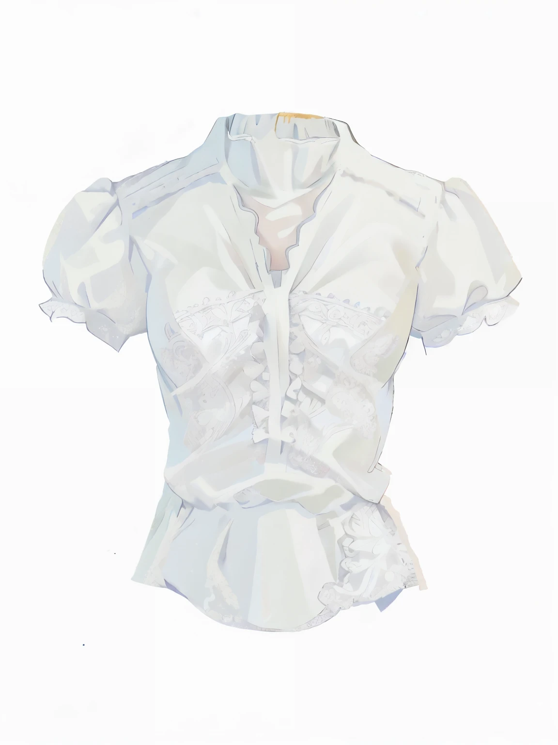 a close up of a white shirt with a frillying collar, detailed white, white blouse, white lace clothing, white wrinkled shirt, fine white shirt, white shirt, wearing a white blouse, casual white garment, trendy white clothing, vintage look, white clothing, wearing a blouse, white, embroidered shirt, short sleeves, white lace, white shirts 2D shirt drawing shirt drawing 2d