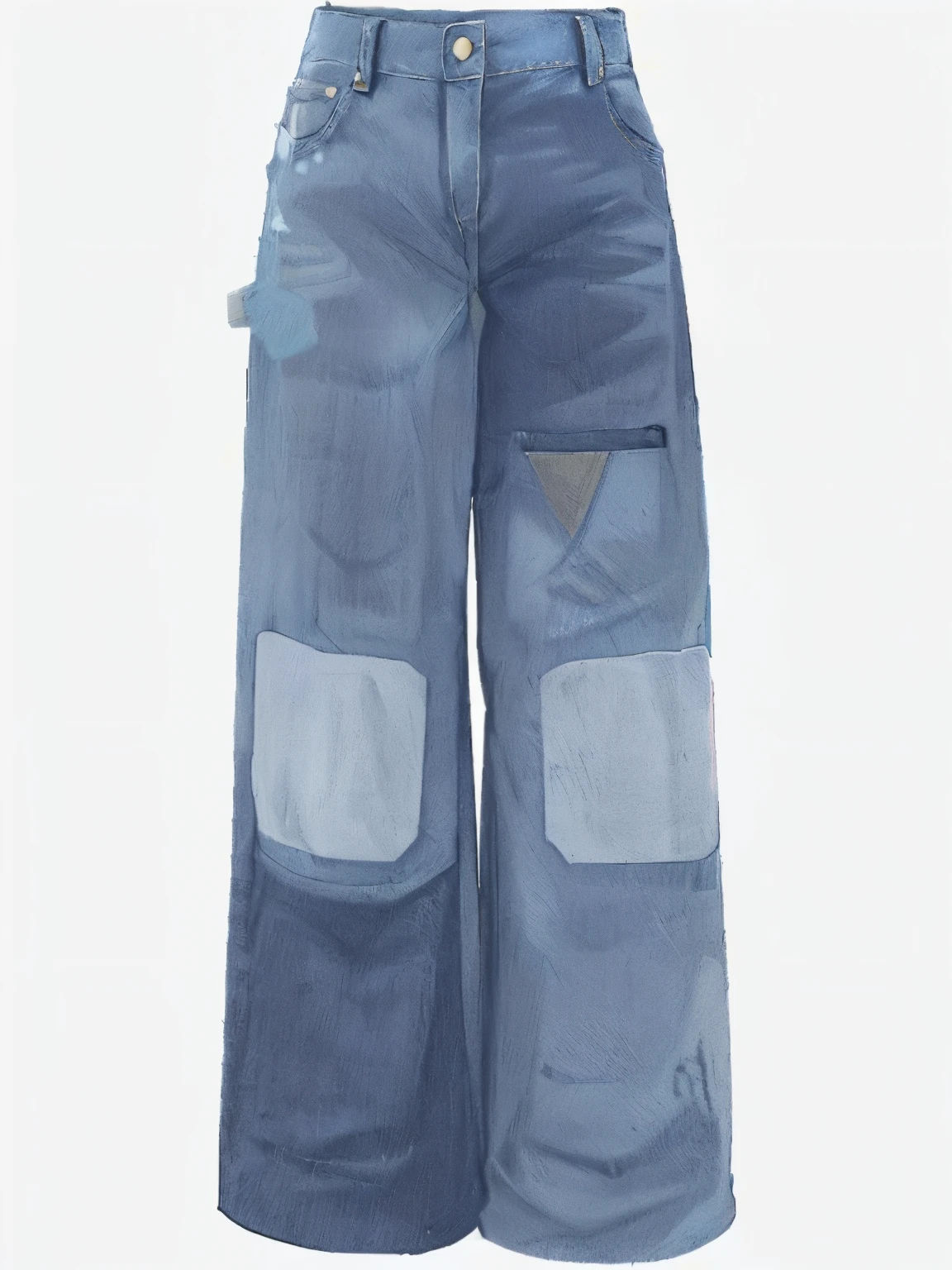 a close up of a person wearing a pair of jeans, baggy jeans, blue jeans. unreal 5, large pants, jeans pants, denim, jean pants, baggy pants, denim jeans, jean, jeans, blue jeans, blue pants, patchwork-streak style, torn overalls, 2 0 2 2, 2022, large patches of plain colours 2D jeans drawing jeans drawing 2d