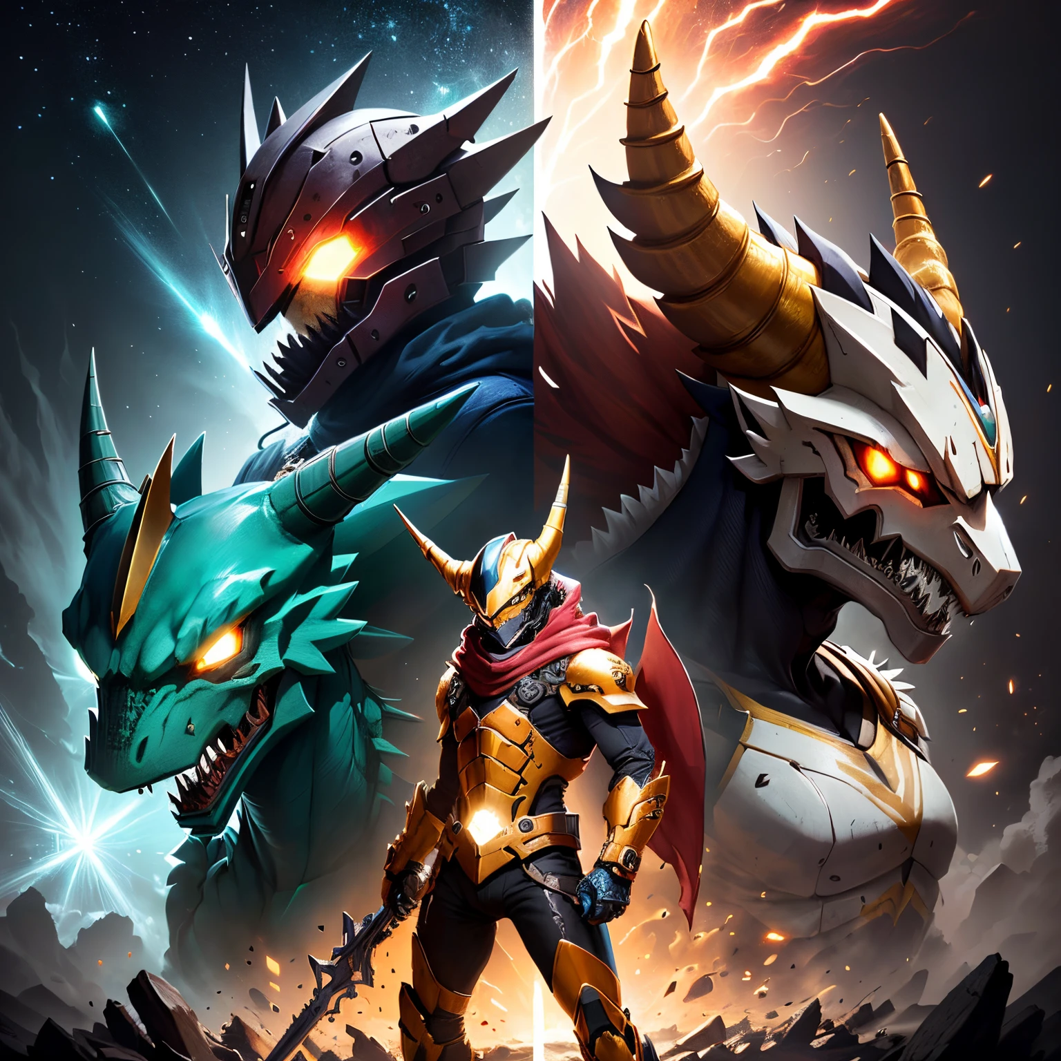 best quality,4k,highres,masterpiece:1.2,ultra-detailed,realistic:A Gundam style robot,rescuing a dragon,evil princess (Brea Larson),detailed robot design,detailed dragon scales,vibrant color scheme,action-packed scene,majestic dragon wings,heroic robot stance,robot armor shining in the sunlight,princess with a wicked smile,robot lifting dragon with ease,perfectly flowing dragon fire,battle in a lush forest,mysterious robotic technology,princess with intricate gown flowing in the wind,surrounding trees filled with life,emerging sunlight through the trees,dragon with fierce expression,robot with powerful laser beams,evil princess casting dark magic,dragon released from captivity,robot with glowing LED eyes,dragon scales sparkling,princess surrounded by a dark aura,long robotic arms with precise movements,dragon tail whipping through the air,robot with Gundam signature weapons,giant robotic feet creating earth-shattering impacts,detailed princess tiara shining,dramatic shadows and lighting effects,robot saving the day with determination,princess with a crown adorned with gems,dragon with majestic horns and spines,robot with jet thrusters propelling it forward,vivid colors highlighting the scene,magical sparkles surrounding the princess and the dragon,robot smashing through obstacles with ease,detailed robot cockpit showcasing advanced technology,dragon breathing fire in defiance,princess casting spells with gestures,robot's metallic armor reflecting its surroundings,dragon's scales with intricate patterns,detailed portrayal of emotions on the characters' faces,princess with flowing hair and a wicked grin,robotic fingers delicately carrying the dragon,princess's evil castle in the background,dragon with graceful movements,robot with imposing presence.