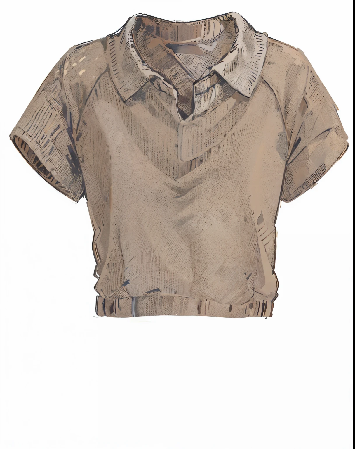 a close up of a sweater with a collar on a white background, cropped wide sleeve, taupe, brown sweater, beige, trendsetter, velvia, short sleeves, wear's beige shirt, open v chest clothes, thick collar, inspiration, collared shirt, collar around neck, wool, brown shirt, by Alexander Mann, sienna, zellk 2D shirt drawing shirt drawing 2d