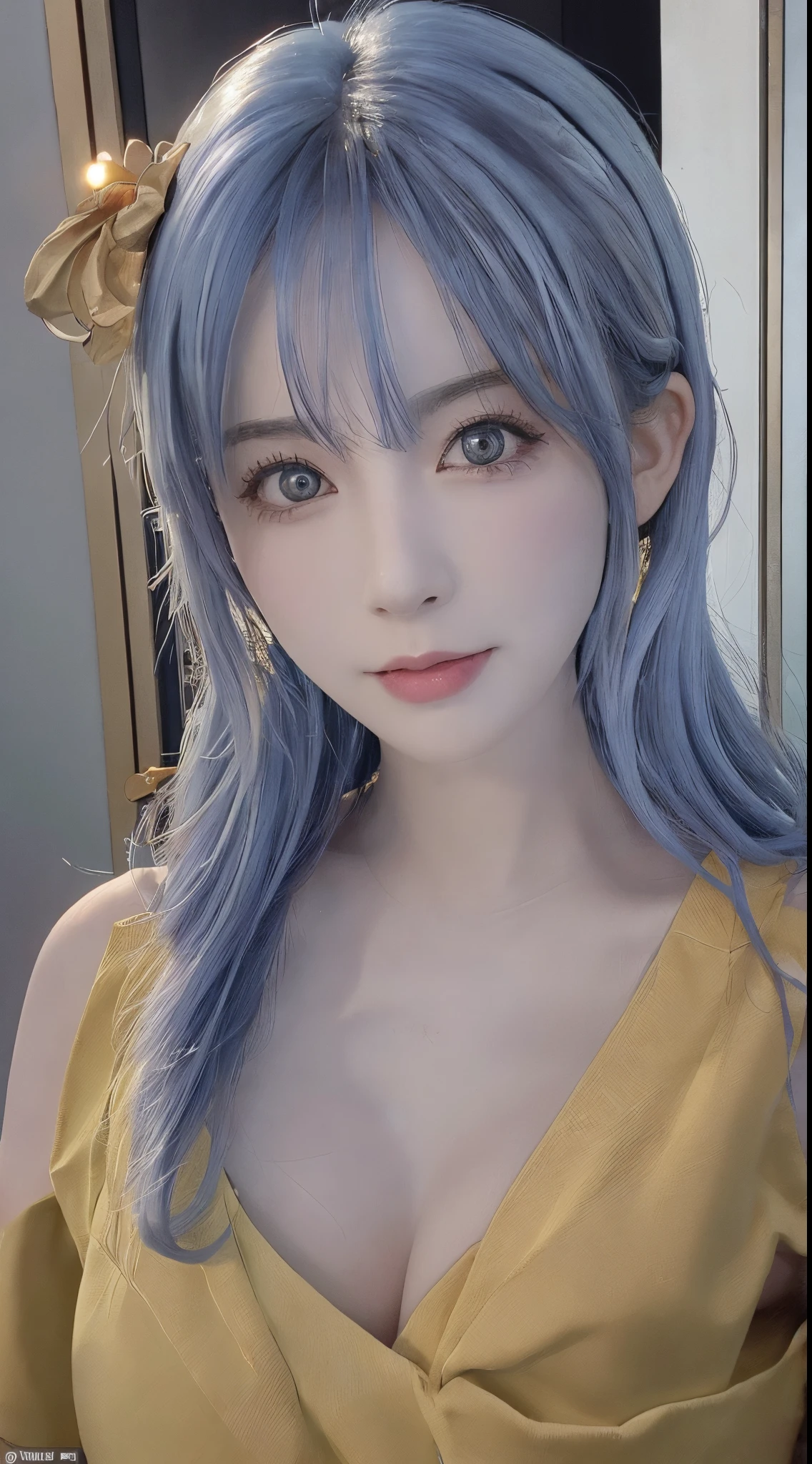 (Masseter muscle film:1.3)、(8K、真实感、Original photography、top-quality: 1.4)、(1 girl in)、beautiful countenance、(lifelike face)、(White hair、Medium hair:1.3)、Beautiful hairstyle、Realistic eyes、beautifuldetails、（real looking skin）、Beautiful skins、（花魁）、hoang lap、Tempting、超高分辨率、Surreal、high detal、the golden ratio、bright sun light、curlies