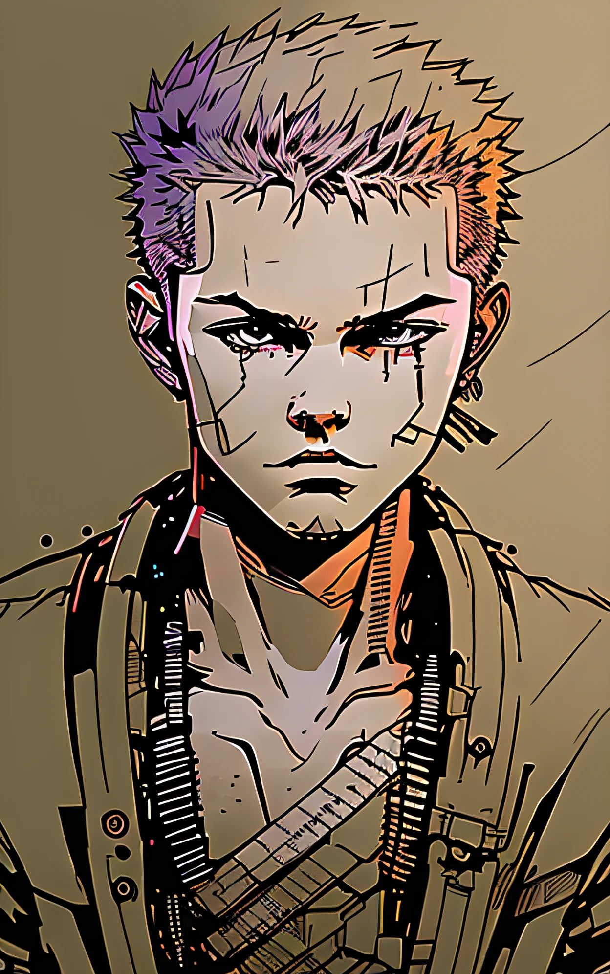 nvinkpunk, (((Libido boy))), Masterpiece, Best quality, ((Detailed face)), ((Award-Awarded)), (High detail), Sharp, 8K, trending on artstationh, Intricate, Roronoa Zoro