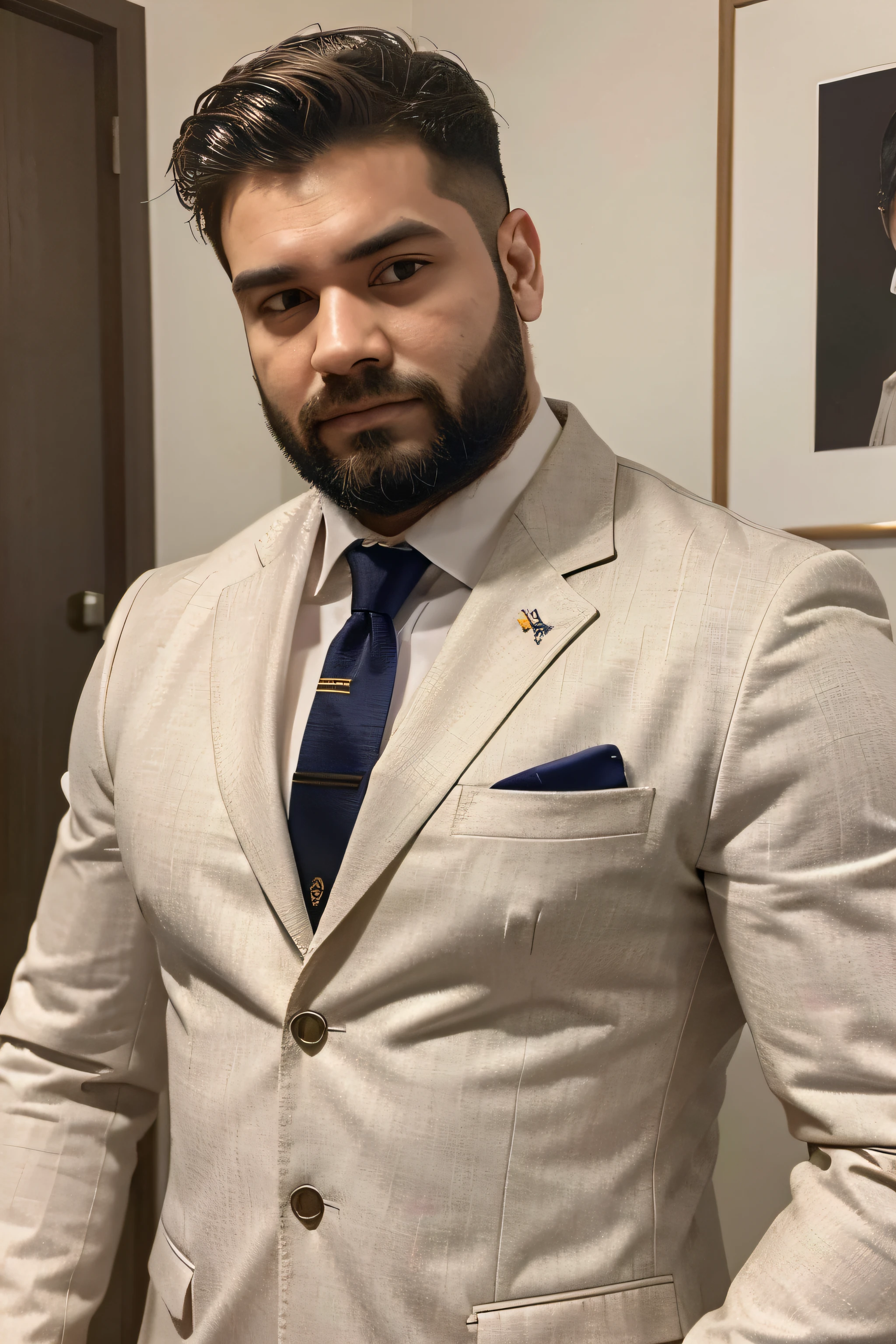 Slutty Hairy Obese Boy with Big Chest and Belly bursting out of his suit. Sexy Big Gut. Himbo Fat Enormous Boobies Pecs.
