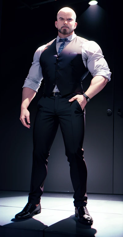 masterpiece, best quality, realistic, 1 man, mature man, calm and charming young man, 25 years old, closes eyes, serious look, extremely detailed face, ((dark red eyes)), ((short white hair, swept towards the right) )), [bushy eyebrows], cinematic lighting, looking at the audience, postural dynamics, shirtless abs, standing in a room, full body