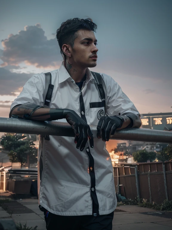 Change background cyberpunk handsome boy, realistic face, 8k, ultra realistic