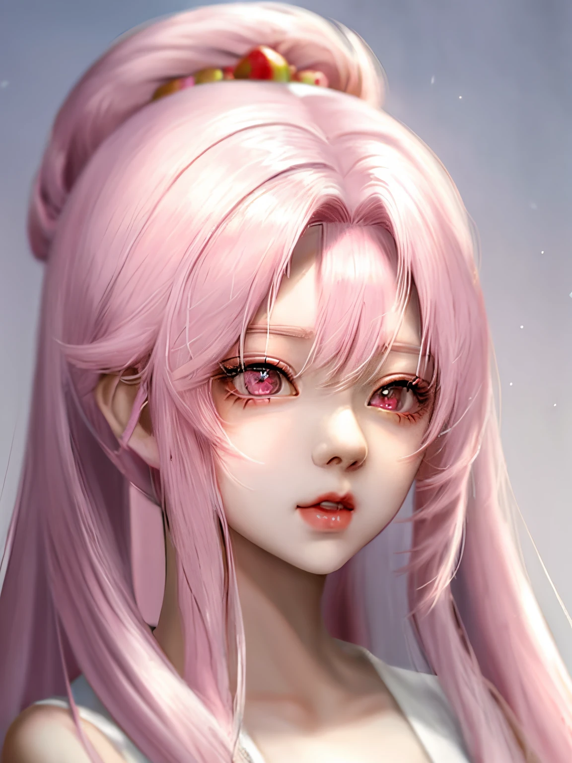 anime girl with a strawberry on her head, portrait of an anime girl, anime character, portrait anime girl, female anime character, an anime girl, girl with white hair, beautiful anime portrait, detailed portrait of anime girl, realistic young anime girl, anime visual of a cute girl, pretty anime girl, kawaii realistic portrait, beautiful anime girl, cute anime girl portrait, full body