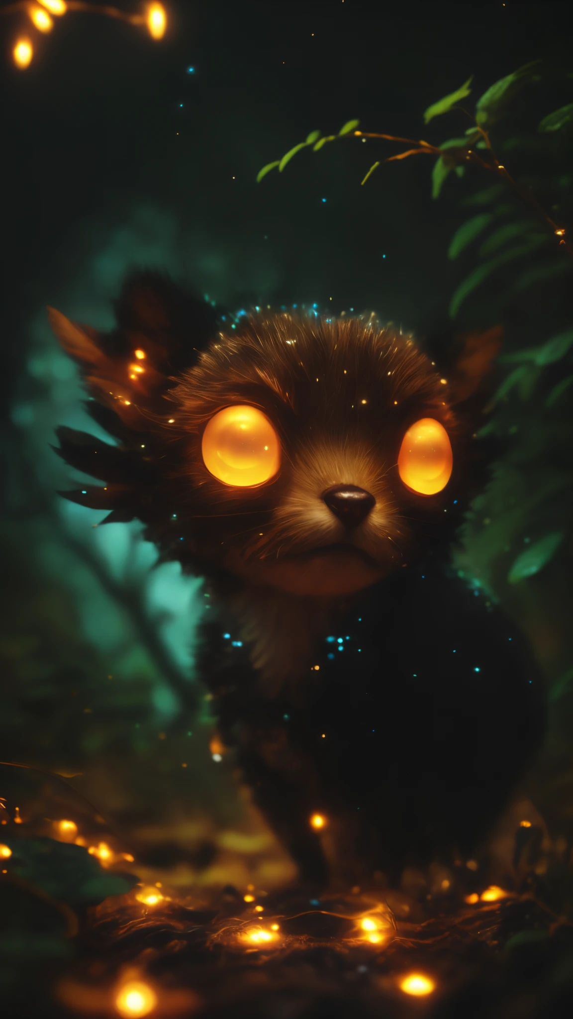 closeup angle of cute tiny little glowworms illuminating a bush, a detailed painting, cgsociety, detailed painting, artstation hd, high detail, cgsociety, photorealism, concept art, artstation hd, official art, bokeh, 真实感, Realism, tmasterpiece, Brad Jongsan walks in the jungle (Night of the Fireflies), (higly detailed: 1 1), rough face, natural skin, hiquality, NSFW, pretty eyes, (Detailed face and eyes), (s face: 1 2), tumult, Complementary, real-photo, .PSD, Lightweight Film Photography, sharp-focus, contrast lighting, Detail Skin, high resolution 8k, Crazy detailing, Realistic, professional photo of a, 8K UHD, dslr, soft light, hiquality, film grains, Fujifilm XT3