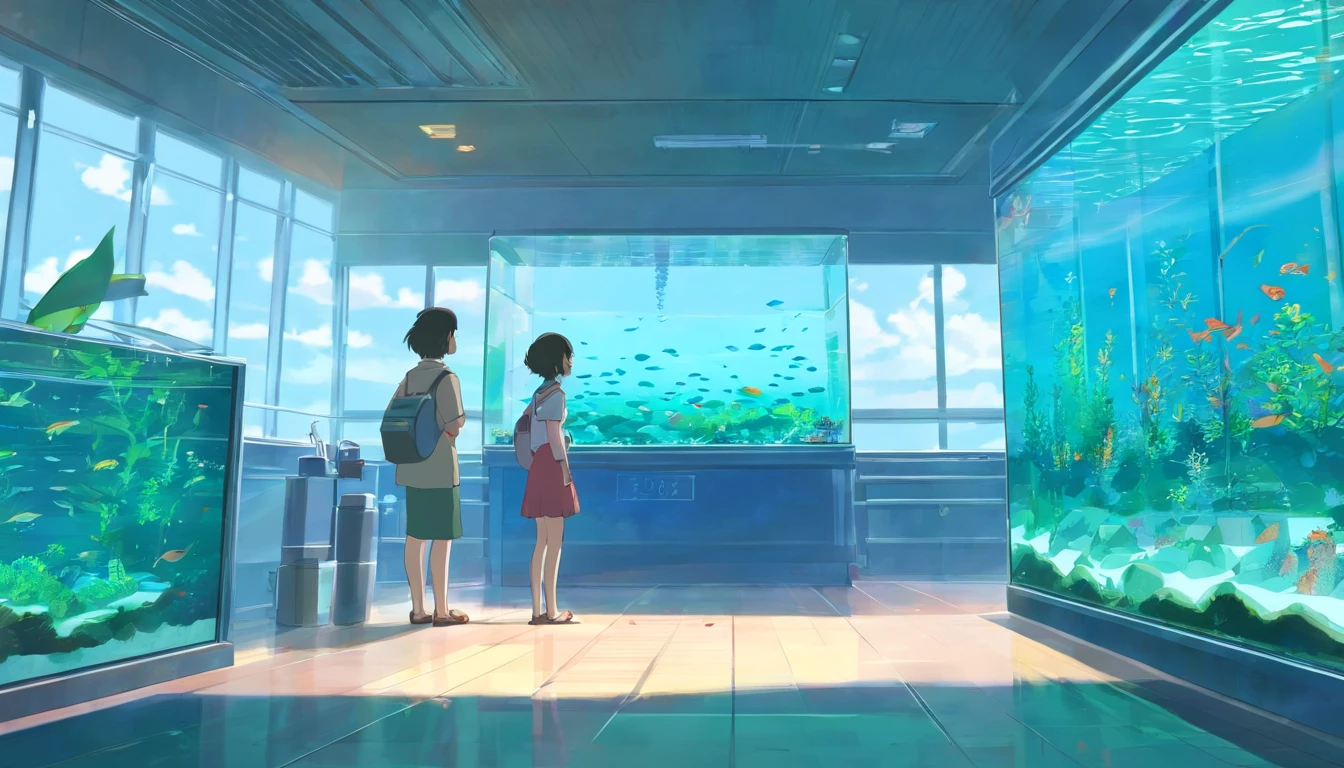 A large rectangular fish tank,There are no fish in it,