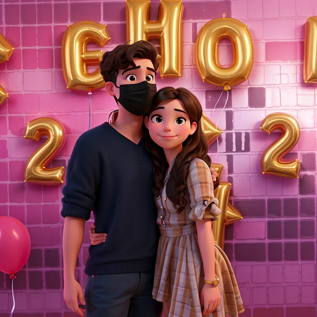 there are two people standing in front of a wall with balloons, taken in 2022, in background, taken in 2 0 2 0, in the background, smooth in _ the background, by Byron Galvez, profile pic, taken in the early 2020s, by Robbie Trevino, taken on iphone 1 3 pro, by Bernie D’Andrea
