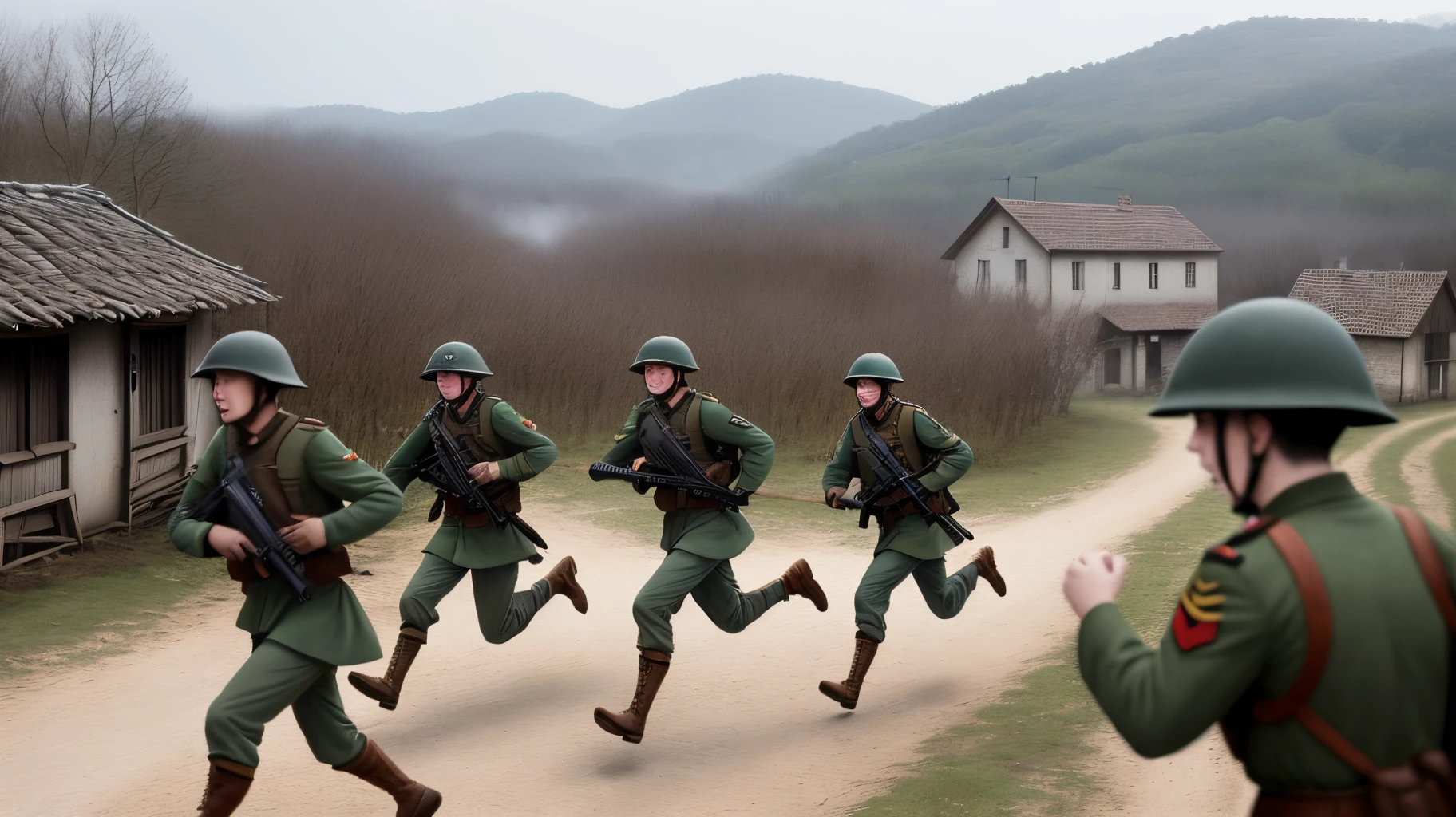 10000 people running from concentration camp in Germany where air force are following them