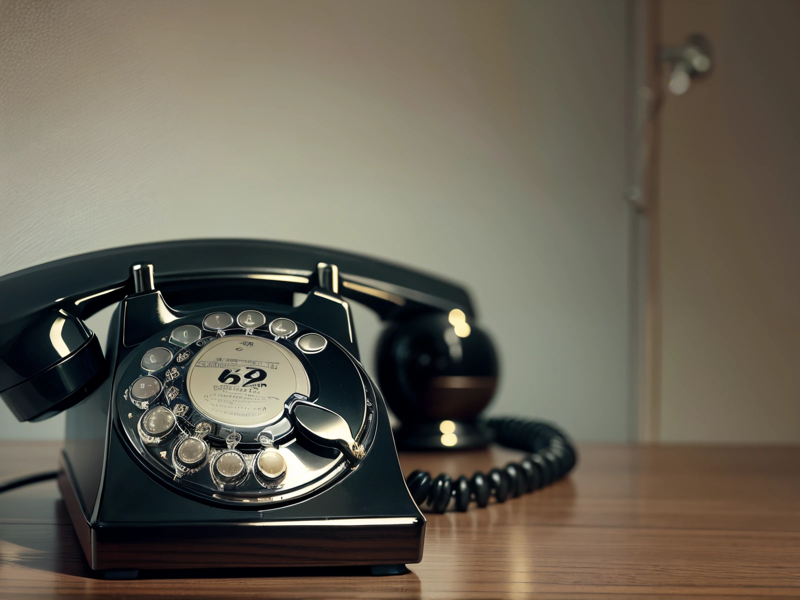 Telephone on the table in the dark, rotary dial --auto --s2