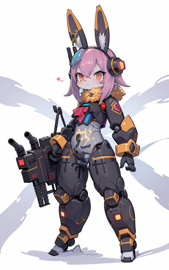 Nahitan transforms into a mechanical rabbit, Cartoon image of robot rabbit holding gun,