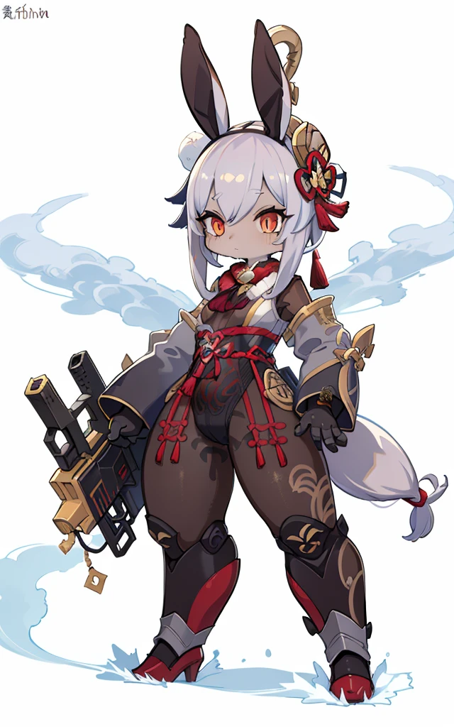 The original god Nahitan transformed into a mechanical rabbit, Cartoon image of robot rabbit holding gun, Genshin character, genshin, nahida