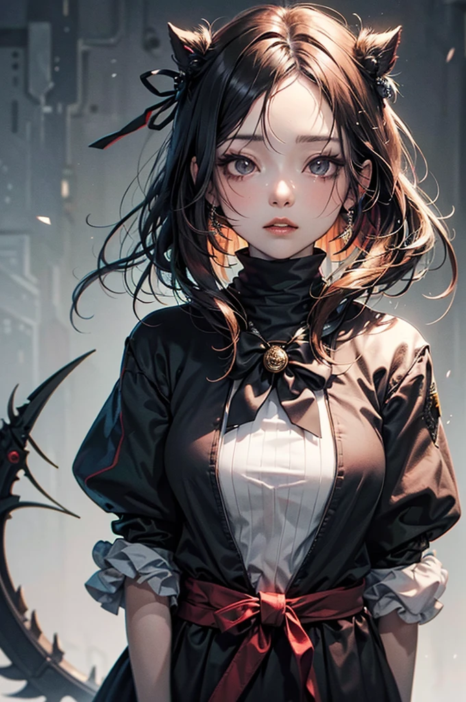 Dark hair shinigami girl with slanted eyes
