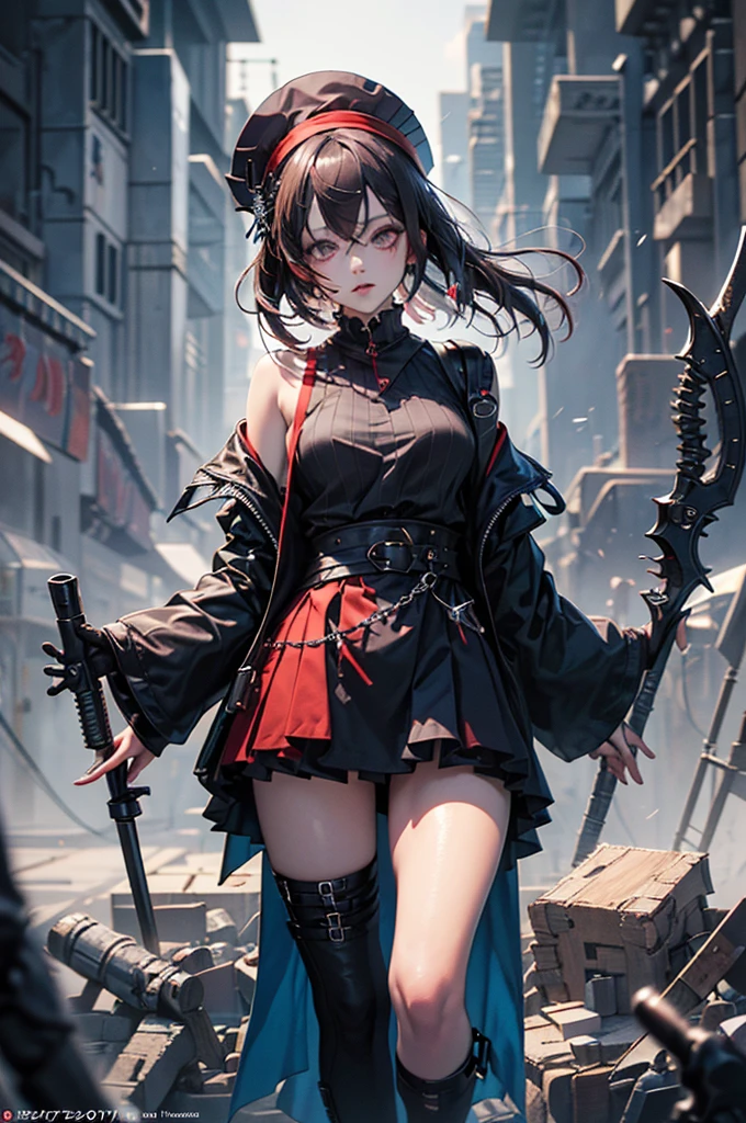Dark hair shinigami girl with slanted eyes