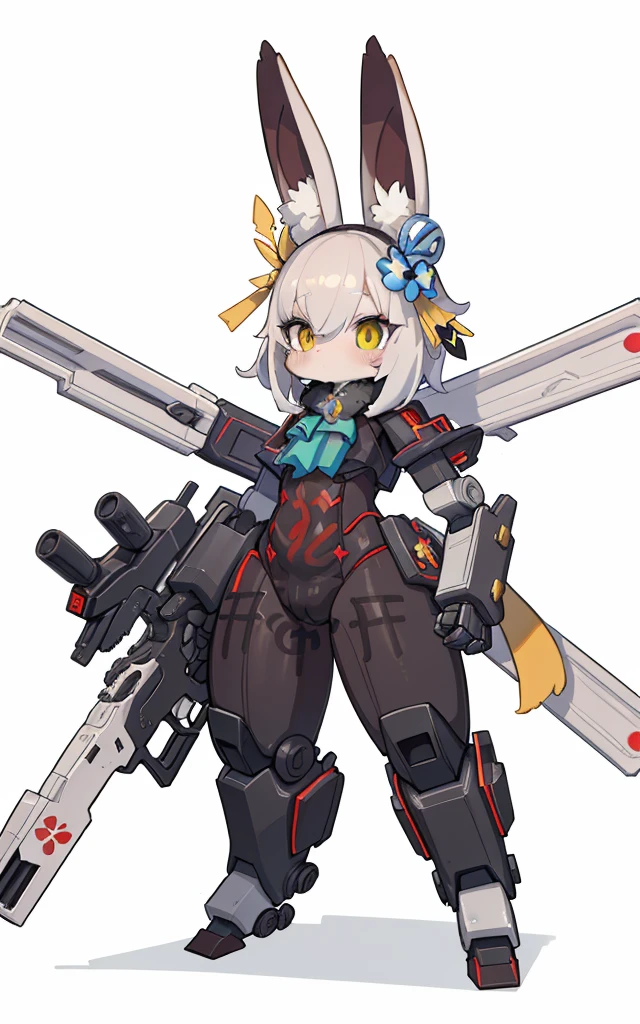 in the style of <lora:mcg-000008:1>.1girl, solo, tail, mecha musume, short hair, bodysuit, candy, breasts, white hair, red eyes, mechanical tail, food, brown background, lollipop, horns, full body, headgear, looking at viewer, simple background, covered navel