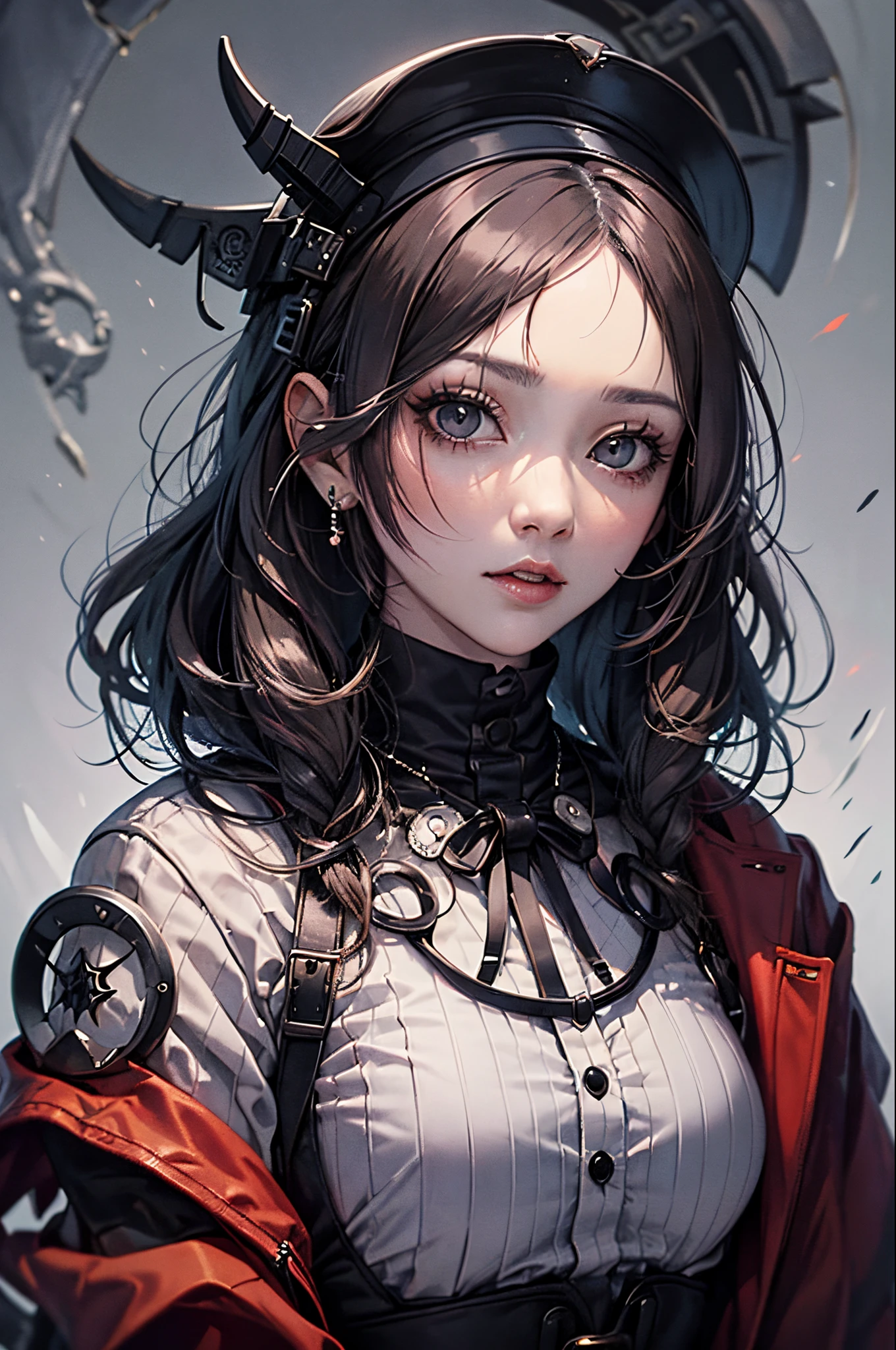 Dark hair　shinigami　girl with slanted eyes