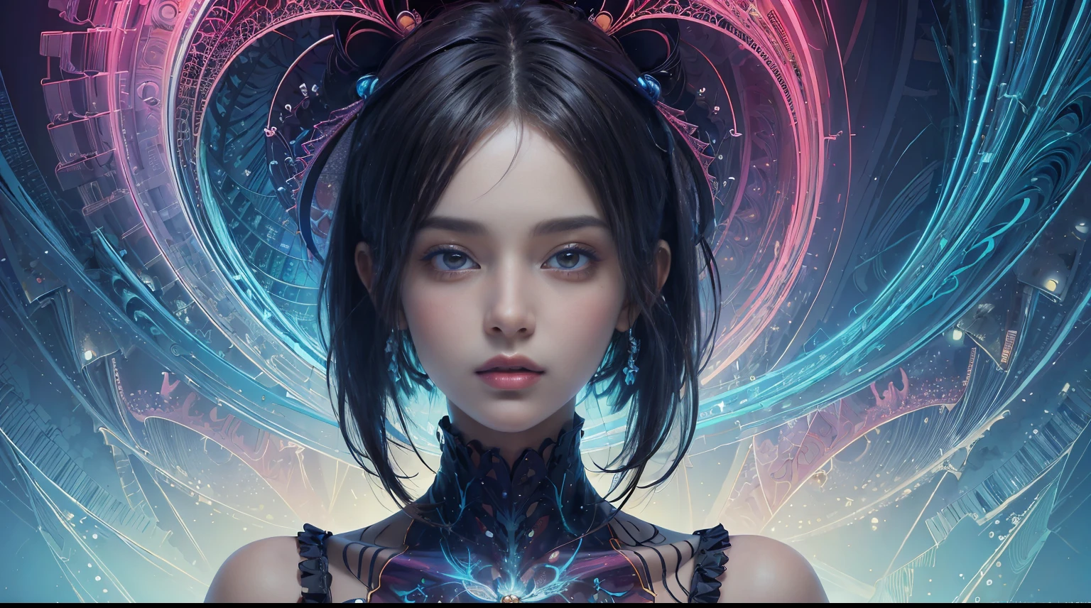 masterpiece, top quality, Best Quality, official art, beautiful and aesthetic:1.2), (1 girl:1.3), extremely detailed,(fractal art:1.1)neons,(colorful:1.1)neons(flores:1.3)neons,higher details,(zentangle:1.2)neons, (dynamic pose), (abstract background:1.3) neons, (shiny skin), (many colors:1.4)neons, (plumed:1.5), neon illuminated, blonde hairs, by rubio, blue eyes, beautiful eyes, ojos y rostro extremely detaileds, beautiful eyes detallados, ultra detailed, light on the face, White skin, Neon light,