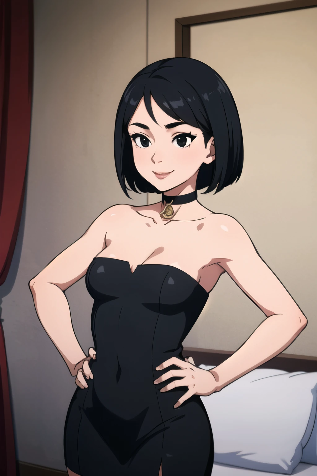 (masterpiece, best quality:1.2),  noodle (gorillaz), 1girl, black hair, solo, black eyes, smile, short hair, indoors, small breasts, bob cut, looking at viewer, (parted lips:1.4), (nose blush:1.2), foreshortening, blackcutoffs, (eye contact), high contrast, ultra high res, high resolution, detailed, breasts visible, Showing breasts, (cinematic lighting), ((high-angle view)), (half body shadow), [backlighting], [crepuscular ray], [detailed ambient light], [gray natural lighting], [ambient light on the belly], (higher wildlife feral detail), [explict content], [sharp focus], (questionable content), (shaded), Commission for High Res, detailed image, bright colors, detailed face, perfect lighting, perfect shadows, perfect eyes, flawless face, gorgeous body, shiny body, center focus, gaze at the viewer, (masterpiece:1.21), (best quality:1.2), (illustration:1.2), (cinematic lighting:1.3), balanced coloring, global illumination, ray tracing, good lighting, cleavage, attractive body, sexy body, skinny, 1girl, pov, female pov, FPOV, solo, large breasts, cleavage, masturbation, female masturbation, clothed masturbation, pussy juice, female orgasm, orgasm, hands, (pussy juice trail: 1.5), pussy juice puddle, hand under clothes, from above, blurry, thighs, sitting, thigh gap, sweat, sweaty,  pussy, ejaculation, female ejaculation, female ejaculation through clothes, nude,