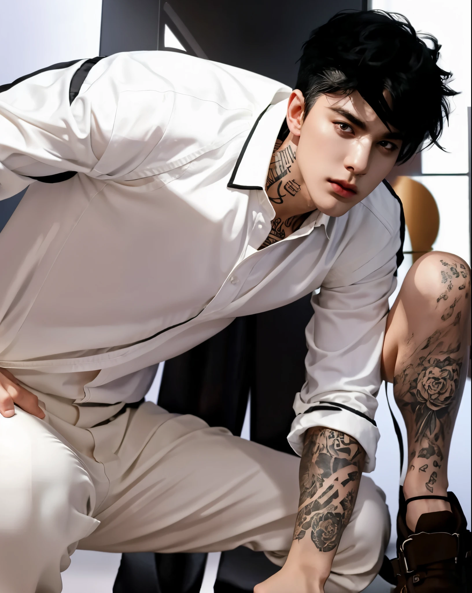 Tatuajes en el brazo derecho, calidad alta, hermoso hombre, Calidad HD, arte digital