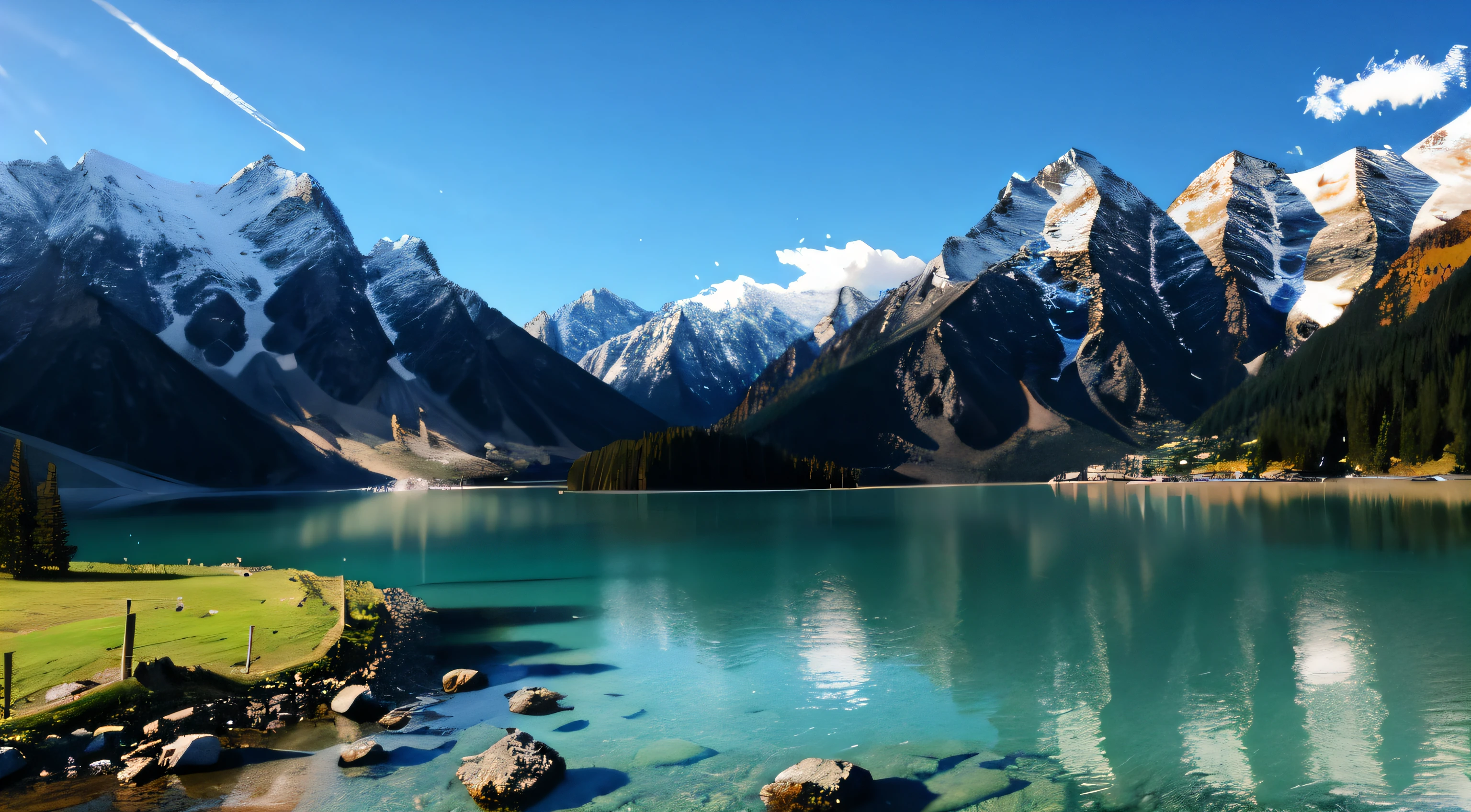 A place with mountains and water