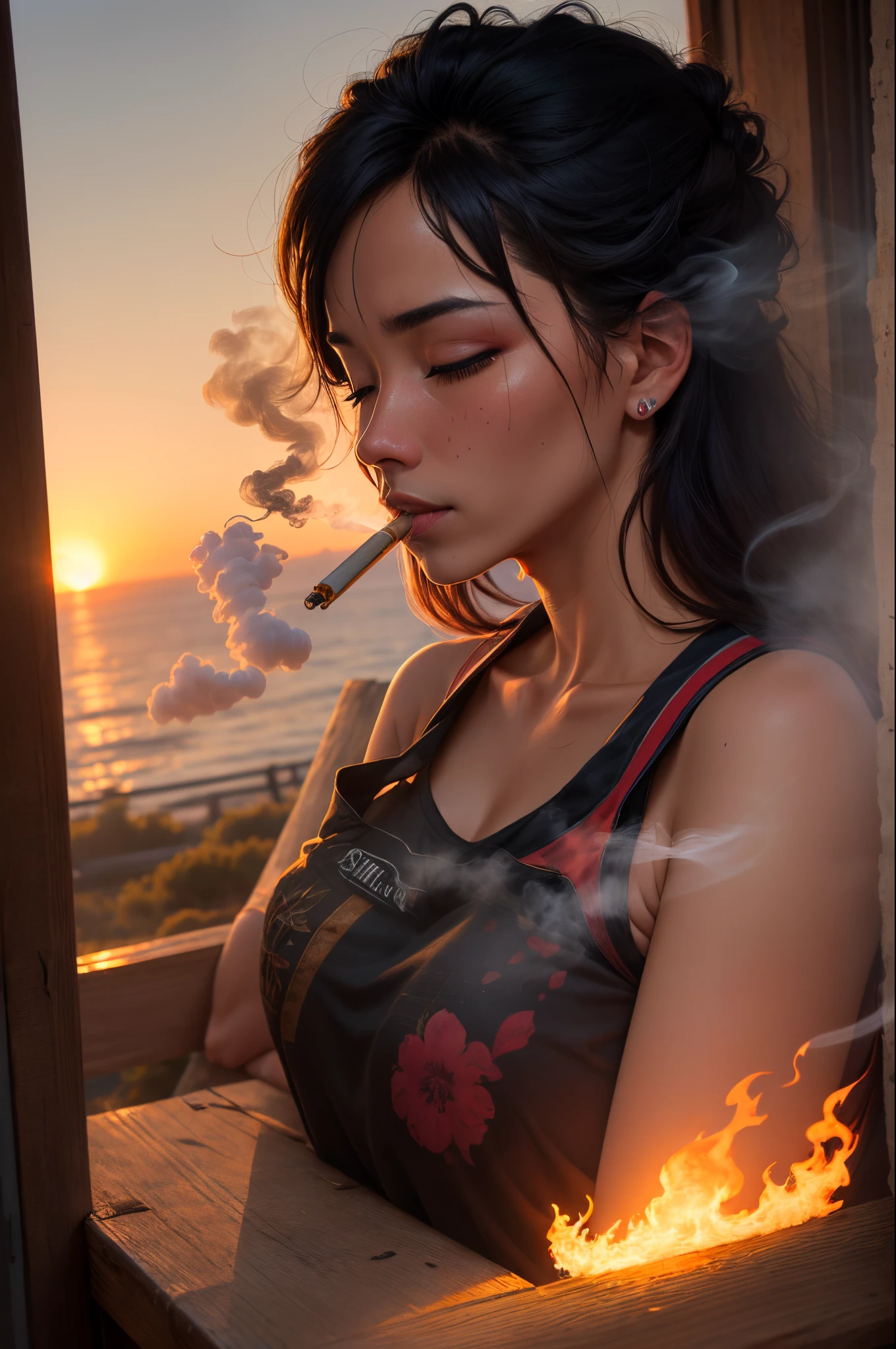 The soul is exhausted to the full. hiquality, Smoke, Sundown