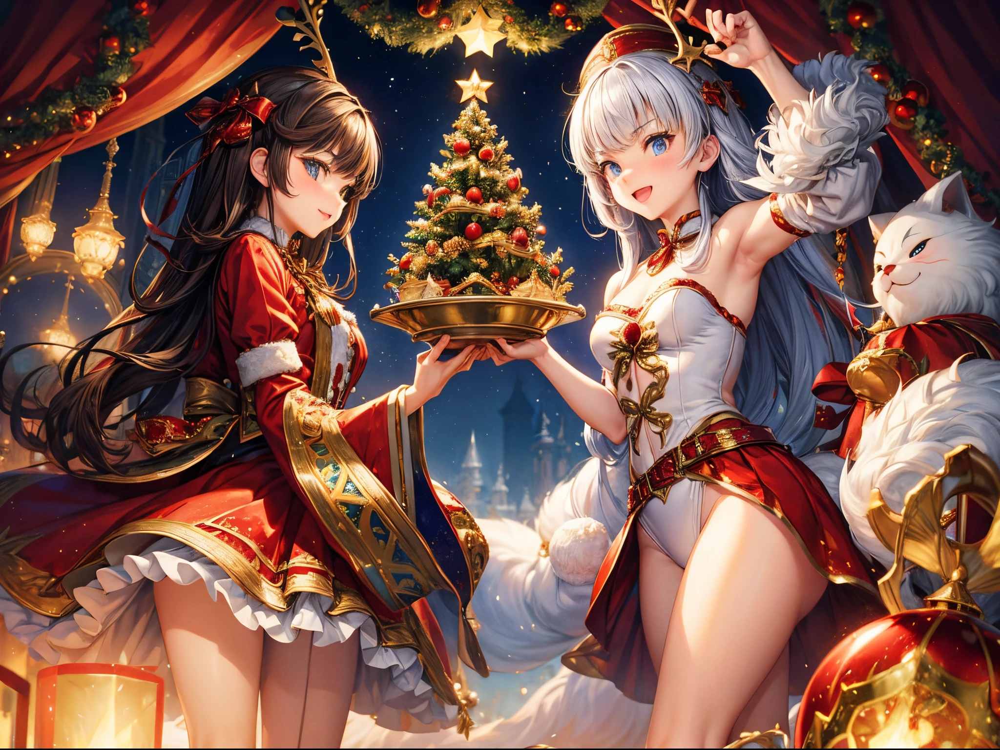 Bring the nutcracker theme into a fantastical Christmas realm, blending Mandelbrots and fractal patterns with the festive atmosphere. Reference the holiday art of Thomas Kinkade for inspiration.