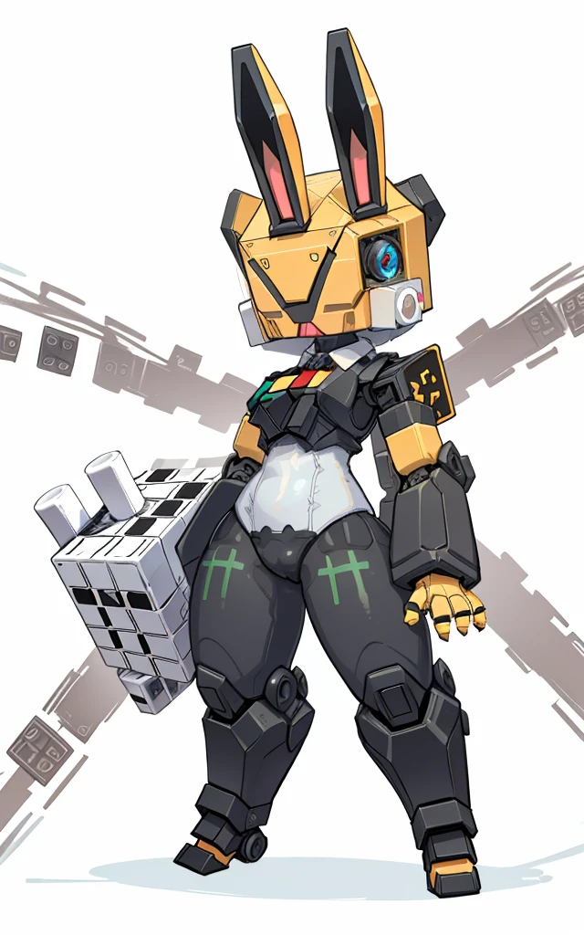 A big Rubik's Cube turns into a bunny robot, The whole body is a Rubik's Cube