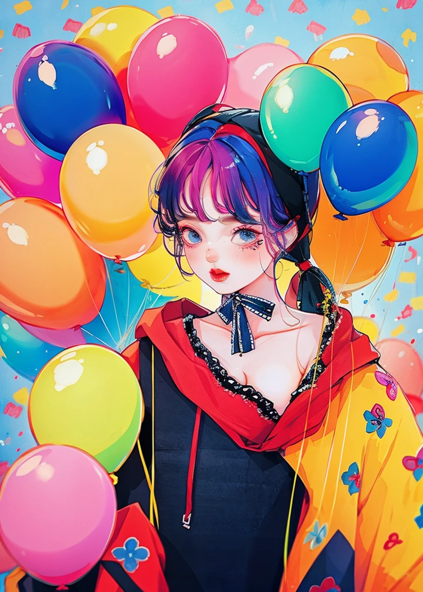 yxycolor,1girll, balloons