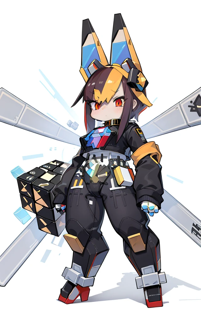 (Jet fighter: 1.2),(robot-girl: 0.1), a big rubik's cube'cubes'cubes'Cube turns into bunny robot, The whole body is a Rubik's Cube'cubes'cubes'cubes