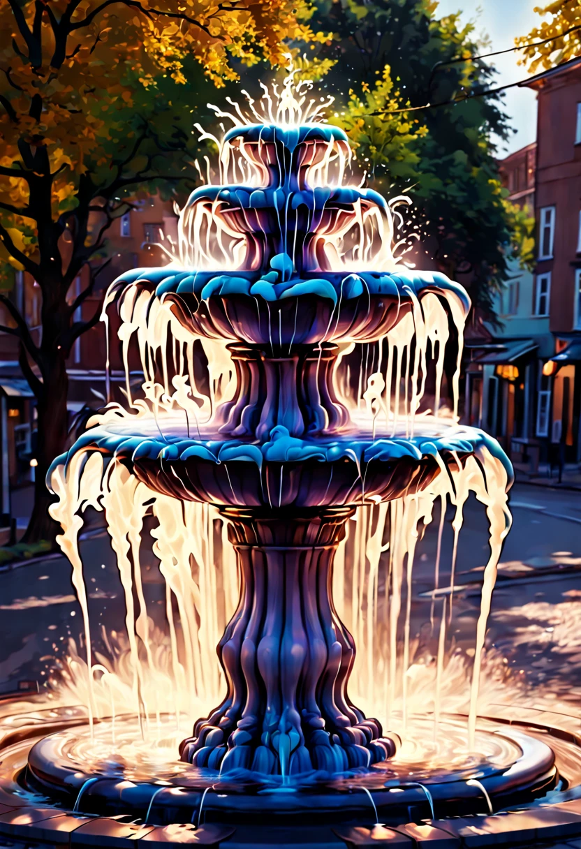 Beautiful psychedelic, swirling (water fountain in the small town:1.5),optical illusion,surreal,marble,reflection,vibrant colors,sparkling water,tranquil,mesmerizing,ethereal lighting,dreamlike,drifting mist,curved shapes,continuous flow,shimmering surface,illusory motion,fluidity,abstract,serenity,dynamic pattern,perception-bending,illusionary waves,harmony,bewitching scene,unreal dimension,otherworldly,depth perception,mesmerizing,subtle ripples,ever-changing,whirlpool of colors,enigmatic,transcendent,ethereal soundscape,mind-expanding,whimsical,translucent layers,captivating,flowing forms,endless movement,hypnotic