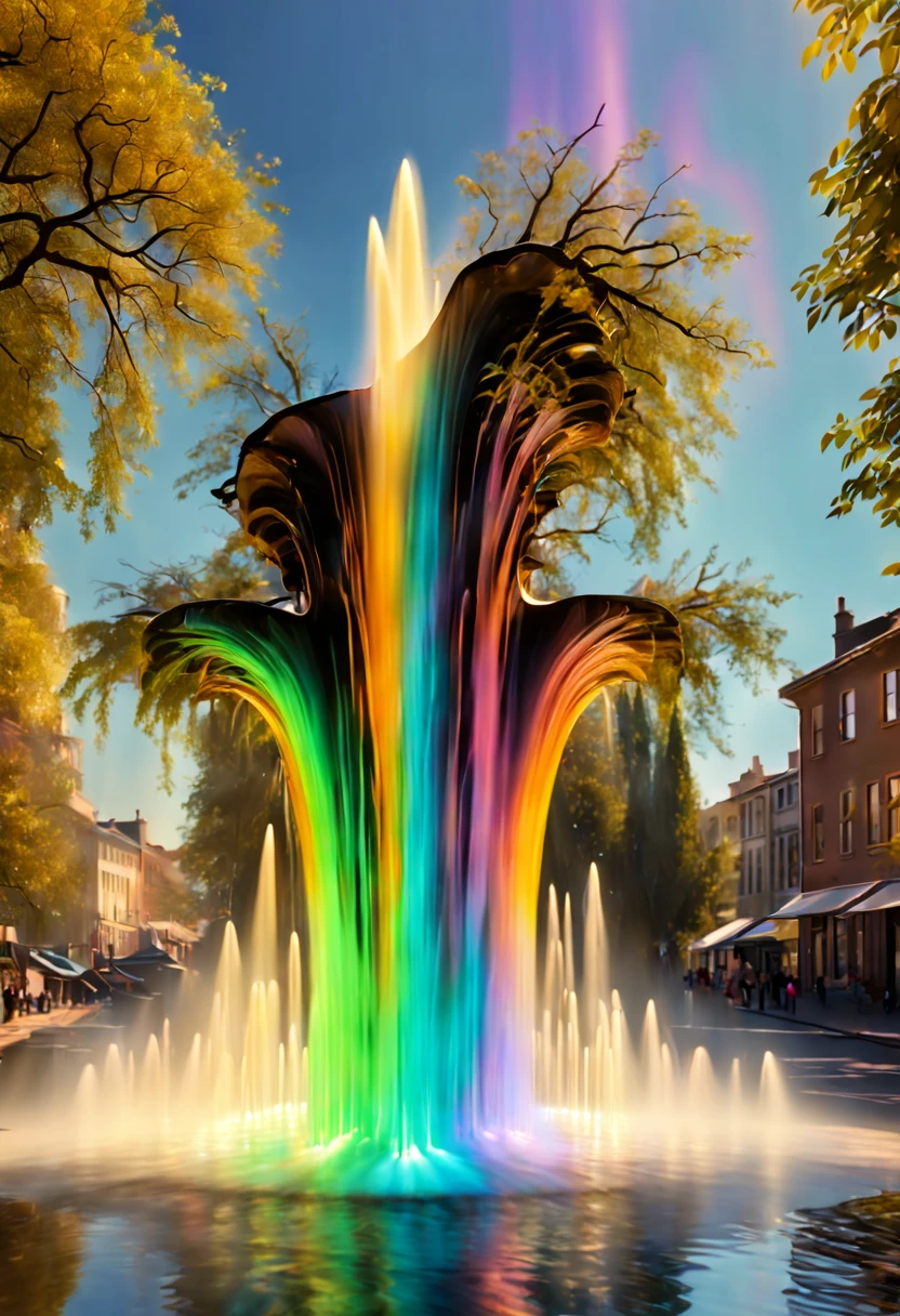 Beautiful psychedelic, swirling (water fountain in the small town:1.5),optical illusion,surreal,marble,reflection,vibrant colors,sparkling water,tranquil,mesmerizing,ethereal lighting,dreamlike,drifting mist,curved shapes,continuous flow,shimmering surface,illusory motion,fluidity,abstract,serenity,dynamic pattern,perception-bending,illusionary waves,harmony,bewitching scene,unreal dimension,otherworldly,depth perception,mesmerizing,subtle ripples,ever-changing,whirlpool of colors,enigmatic,transcendent,ethereal soundscape,mind-expanding,whimsical,translucent layers,captivating,flowing forms,endless movement,hypnotic