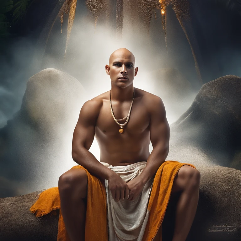 Wears a Loin cloth, bald, white , messy appearance,original,Wears a Loin cloth, bald, white , messy appearance,face,photo