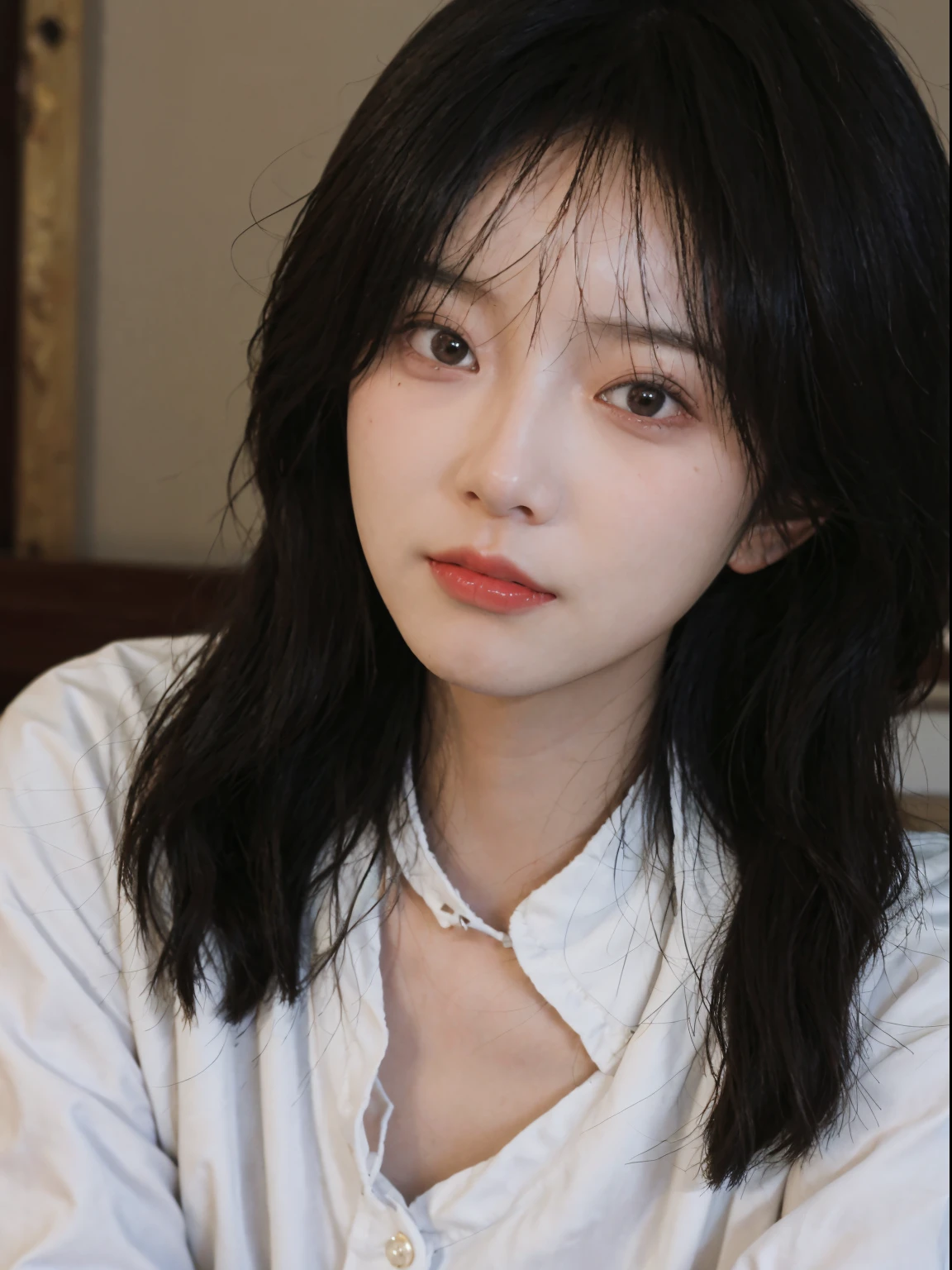 Best quality at best， 超高分辨率， （realistically：1.4），A woman in a white blouse,Strike a pose for a photo,nevando，🤤 girl portrait, beautiful Korean women, gorgeous young korean woman, Korean girls, Urzans, Young and cute Korean face, Cute and delicate face, Those girls&#39; The avatar is cute and exquisite, beautiful young korean woman, young and lovely Asian face, Pale round face, Cute Korean face, Beautiful Asian Girls