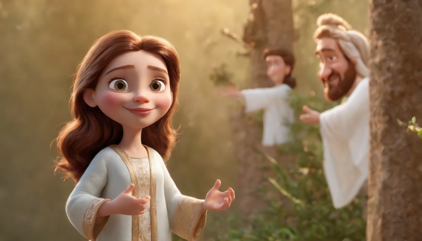 a pixa Disney cartoon of biblical times "Generate a realistic depiction of Jesus in Heaven leading many people dress in white, com flores coloridas ao redor e luz suave iluminando seu rosto." high definition image, detalhamento alto e estilo fotorrealismo. Imagem com pelo menos 300 dpi, UHD 8k in heaven, a very beautiful place in heaven, animated film, 3 d animated movie, animated still, animated movie, inspired by Johannes Helgeson, jesus wasted at a party, animation film, animated film still, rendered in corona, epic illumination, 3 d animated, 3d animated, he is greeting you warmly Caractere estilizado, animation style rendering, 3D estilizado, Arnold Maya render, 3 d render stylized, toon render keyshot, Personagem 3D, Personagem 3D, 3d rendering stylized, 3 d character render, personagem de desenho animado, Personagem de close up, Pose de personagem, (Estilo Pixar) (master part:1.2) (Bokeh) (best quality) (pele detalhada) (textura detalhada) (8k) (argila) (Cinematic lighting) (foco nítido