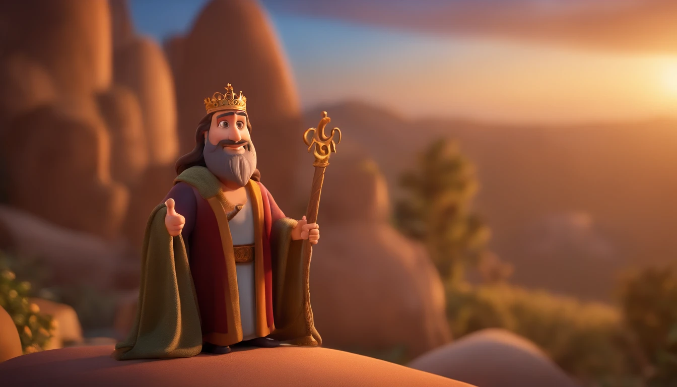 a pixa Disney cartoon  of biblical times "Generate a realistic depiction of Jesus as a leader in Heaven; sitting on a golden king throne; leading many people dress in white, com flores coloridas ao redor e luz suave iluminando seu rosto." high definition image, detalhamento alto e estilo fotorrealismo. Imagem com pelo menos 300 dpi, UHD 8k in heaven, a very beautiful place in heaven, animated film, 3 d animated movie, animated still, animated movie, inspired by Johannes Helgeson, jesus wasted at a party, animation film, animated film still, rendered in corona, epic illumination, 3 d animated, 3d animated, he is greeting you warmly Caractere estilizado, animation style rendering, 3D estilizado, Arnold Maya render, 3 d render stylized, toon render keyshot, Personagem 3D, Personagem 3D, 3d rendering stylized, 3 d character render, personagem de desenho animado, Personagem de close up, Pose de personagem,  (Estilo Pixar) (master part:1.2) (Bokeh) (best quality) (pele detalhada) (textura detalhada) (8k) (argila) (Cinematic lighting) (foco nítido