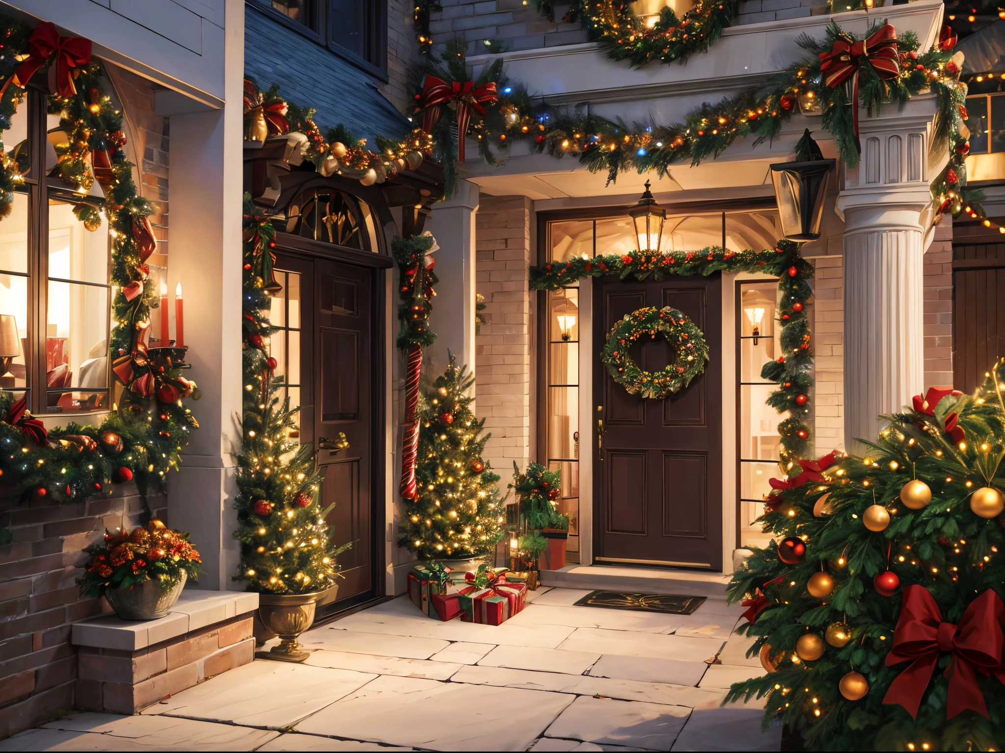 Infuse a festive holiday spirit by decorating the luxury home with Christmas lights, wreaths, and seasonal decorations, creating a warm and inviting atmosphere.