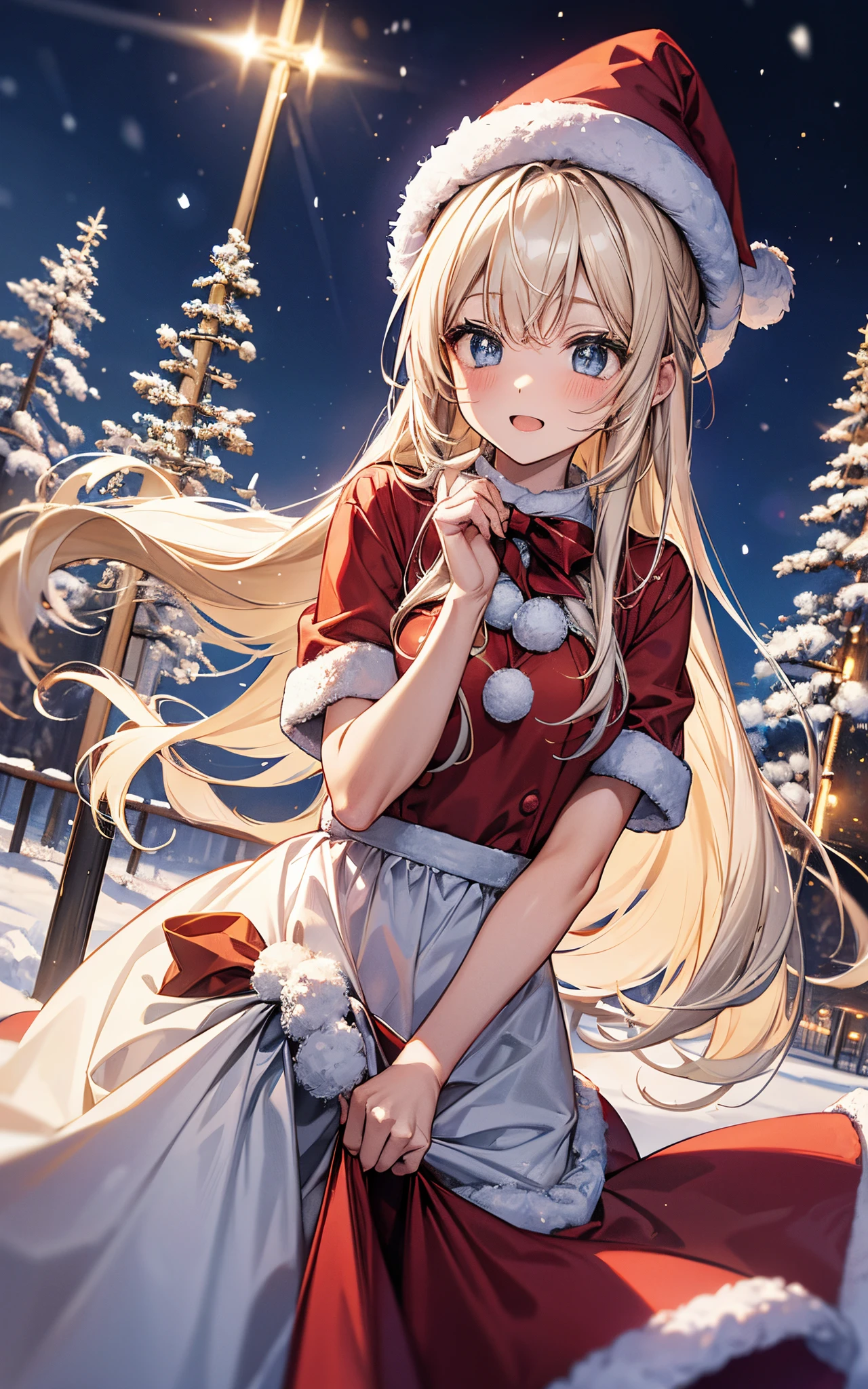 On the way home from church　Christmas night with sparkling snow　An angelic Santa girl descended on me