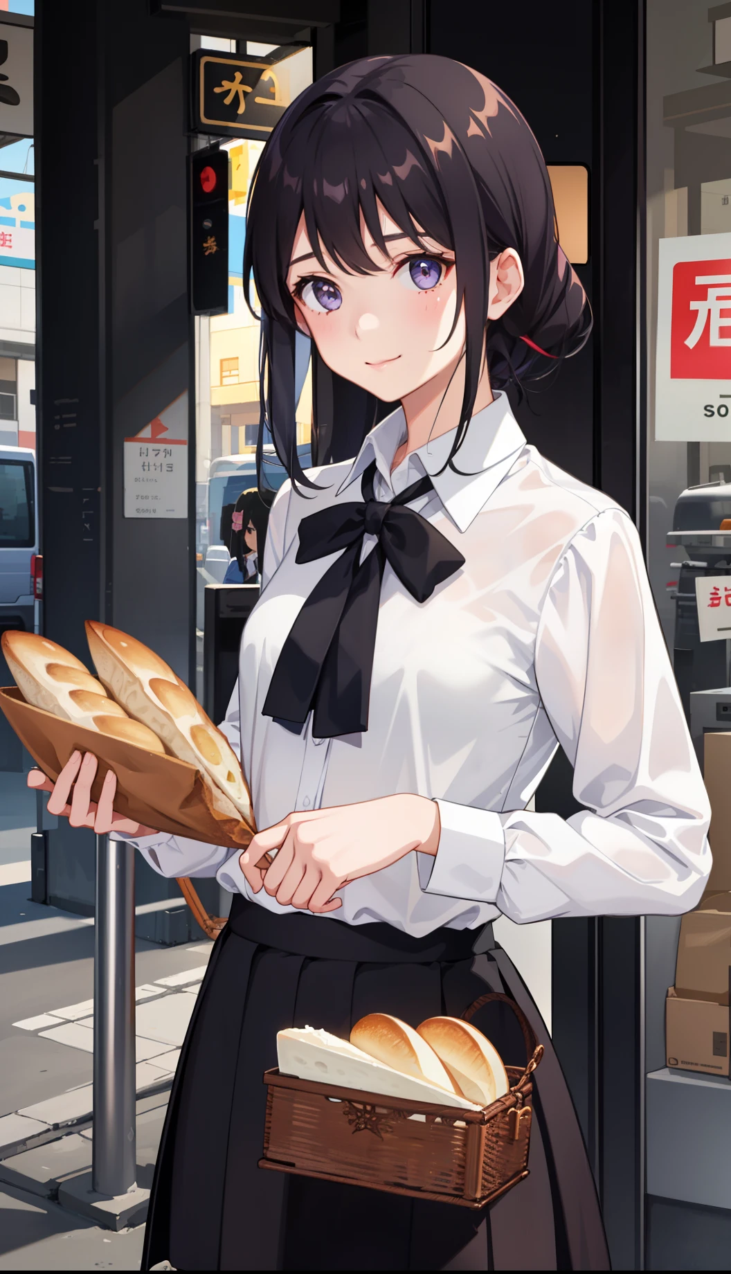 yuukikonno, Yuki Konno,Black Hair,short hair,Bob Hair ,Ahoge,Green headband,(iris:1.5), (Small breasts:1.2), smile,break skirt, shirt, bow, ribbon, , white shirt, Short sleeve, Pleated skirt, collared shirt, mini skirt, bowtie, 茶色のloafers , Black Skirt, Black Pantyhose, loafers, black bow, Sweater vest, (back Sweater vest:1.5),whole bodyがイラストに入るように,walk,
break outdoors, city,construction area,
break looking at viewer, whole body,
break (masterpiece:1.2), highest quality, High resolution, unity 8k wallpaper, (shape:0.8), (Beautiful details:1.6), Highly detailed face, Perfect lighting, Extremely detailed CG, (Perfect hands, Perfect Anatomy),
