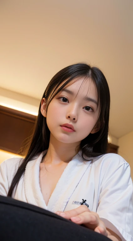 (Best-quality, Masterpiece, Ultra-High-Resolution, (Photorealistic:1.4), Raw Photo, depth of field, professional lighting, perfect anatomy, extremely details), (1girl, 15-years-old, the most famous Japanese idol), (((((receiving incredibly sexual-pleasure))))), wearing casual-dress, looking at viewer, ((((extremely beautiful and extremely realistic skins)))), (((extremely cute face like the most popular Japanese idol)), (((extremely cute and extremely big black-eyes))), (extremely beautiful black-long-hair), (extremely cute long-eyelashes), (extremely cute lips))