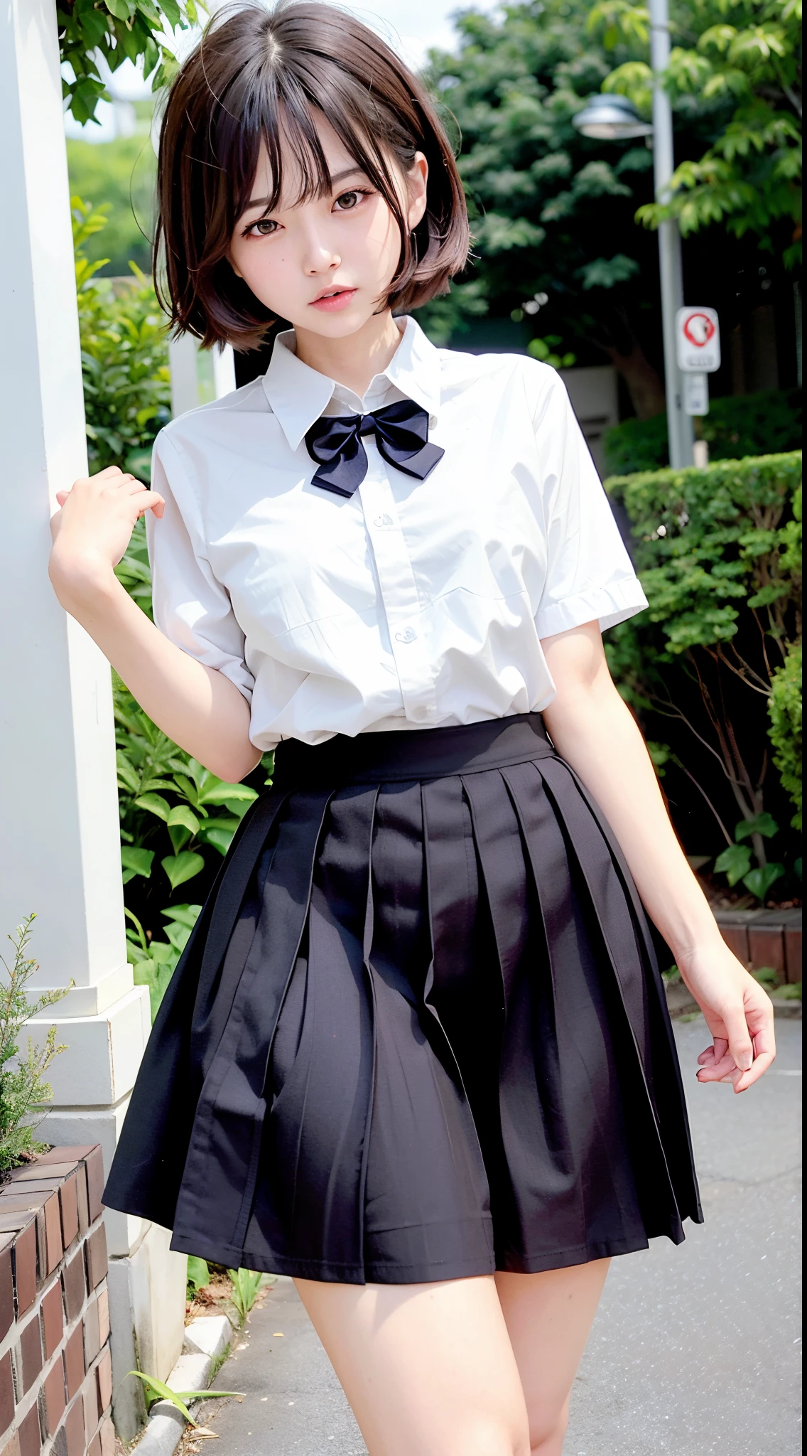 Raw photo、Ultra-realistic、Ultra detailed face、Detail lips、Detailed eyes、High school girl smiling showing her teeth、Long Hair:1.1、chest、Visible curves、Laughing with your mouth open 、Tokyo city角、 Whole body、( Slender body)、(Long Hair)、Big Breasts、Idol、(pastel colour)、18-year-old、Small face、Braid、 Tokyo city、Long beautiful legs 1.2、Curved waist、flower、uniform