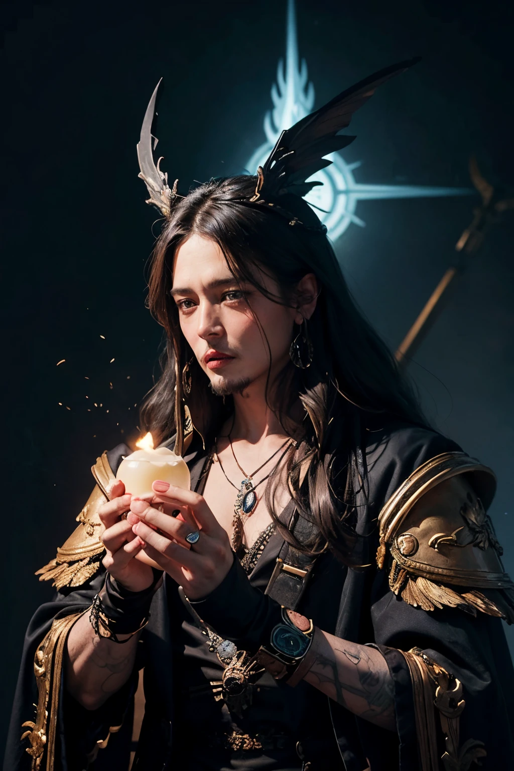 "Generate an AI image depicting Johnny Depp as a mythical creature, combining elements of his iconic style with fantastical and otherworldly features."